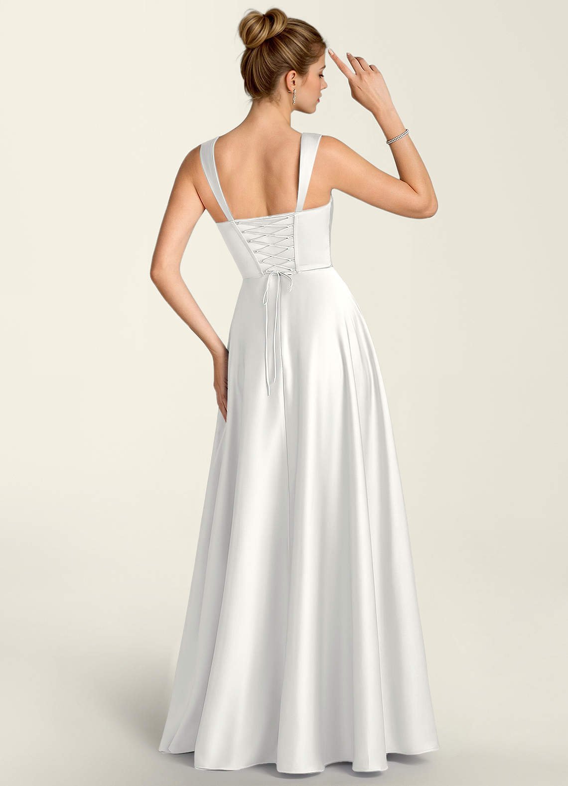 Margot A-Line Corset Satin Prom Dress in White