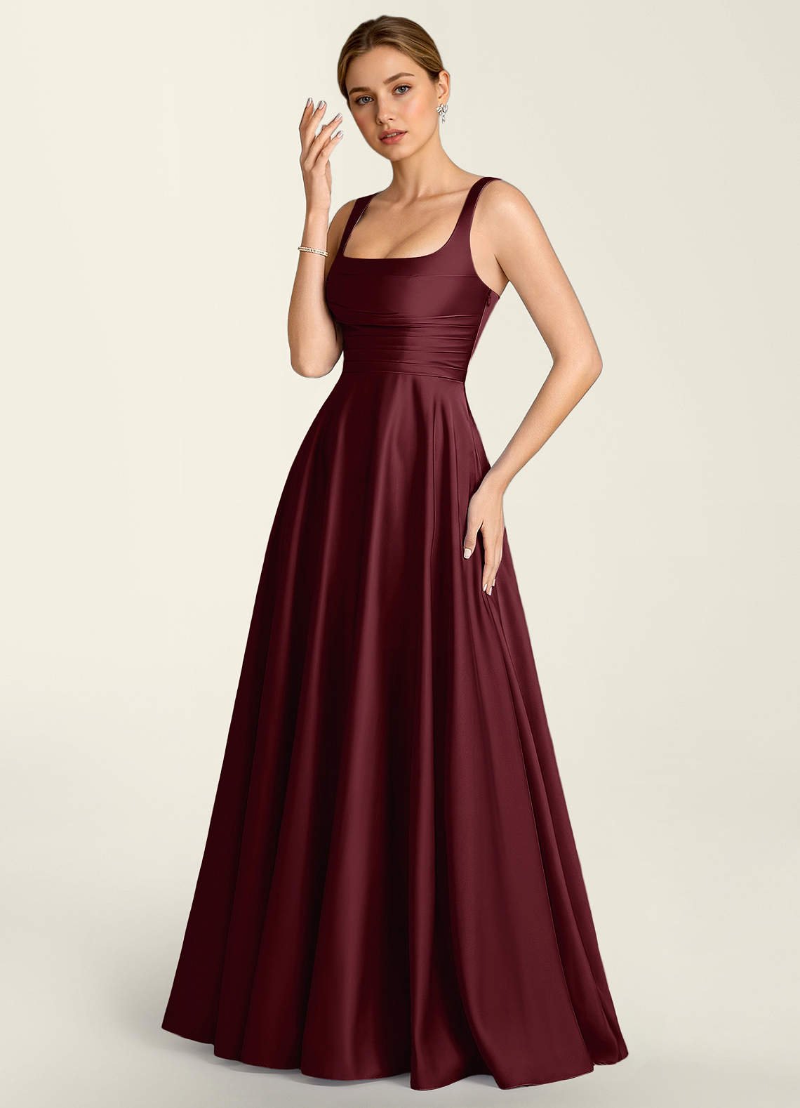 Margot A-Line Corset Satin Prom Dress in Wine