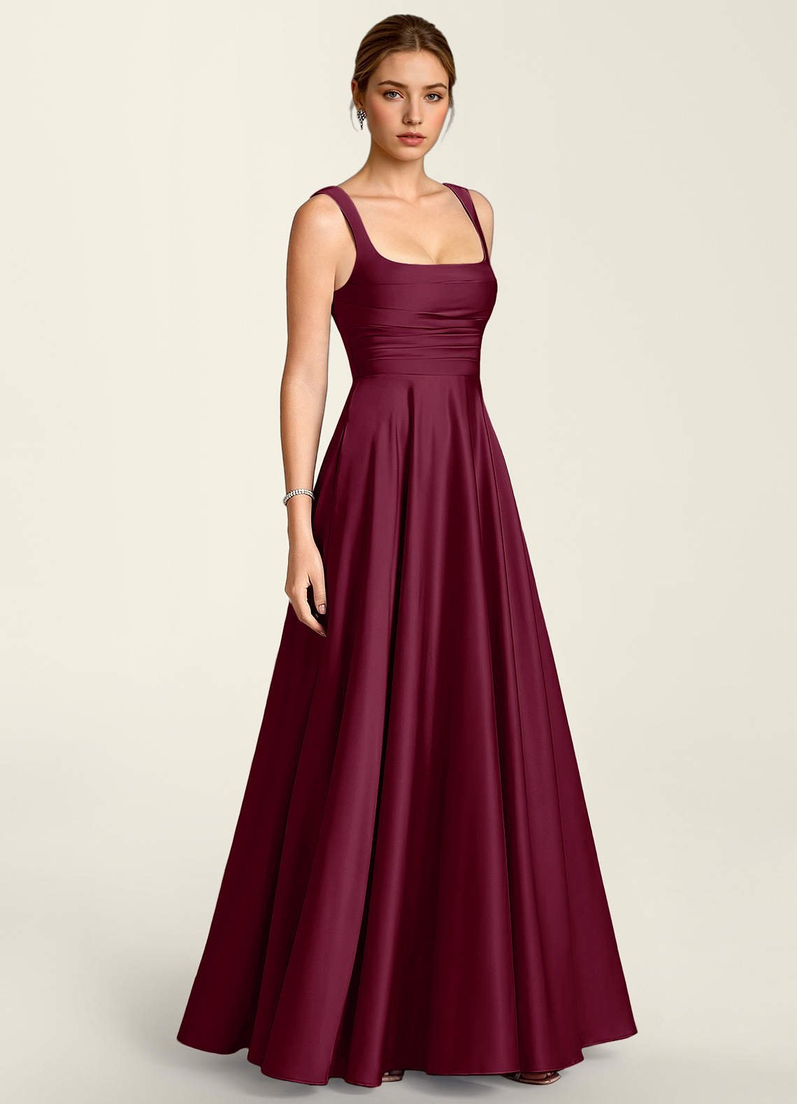 Margot A-Line Corset Satin Prom Dress in Mulberry