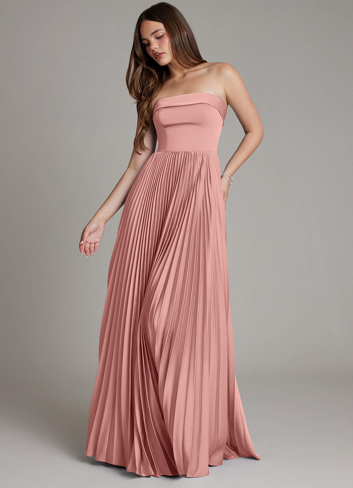 Mariana A-Line Straight-Neck Stretch Satin Bridesmaid Dress in Rosette