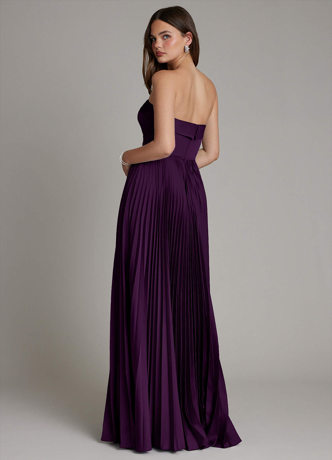 Mariana A-Line Straight-Neck Stretch Satin Bridesmaid Dress in Grape