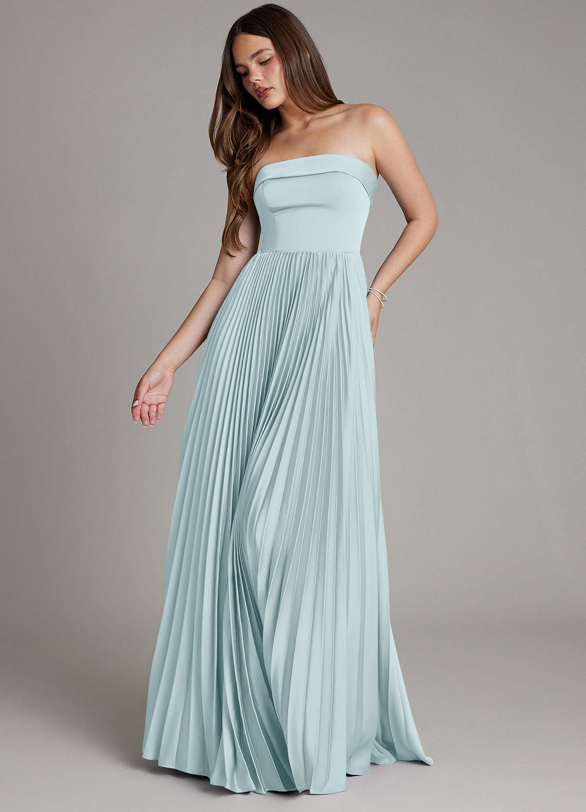 Mariana A-Line Straight-Neck Stretch Satin Bridesmaid Dress in Mist