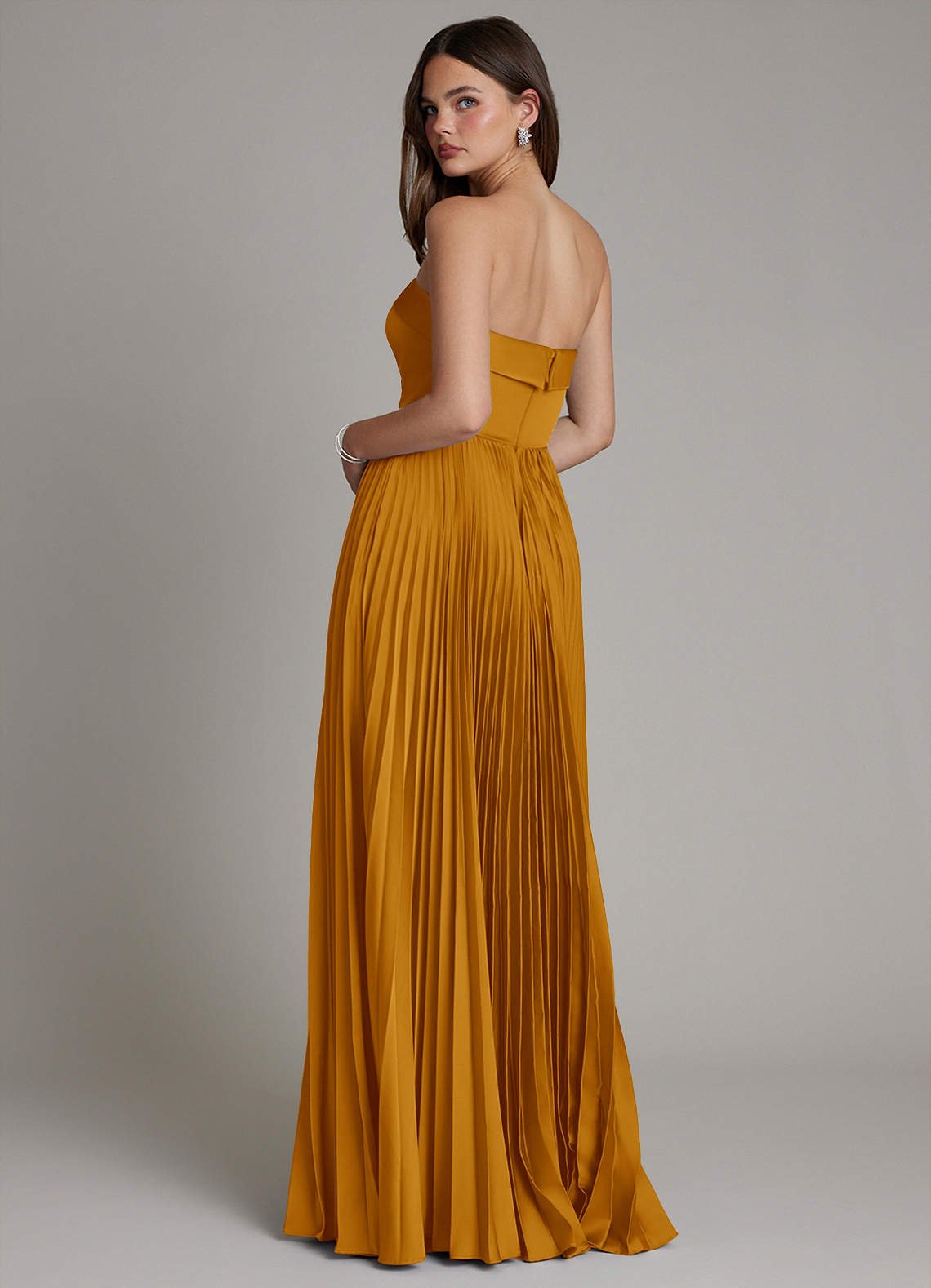 Mariana A-Line Straight-Neck Stretch Satin Bridesmaid Dress in butterscotch