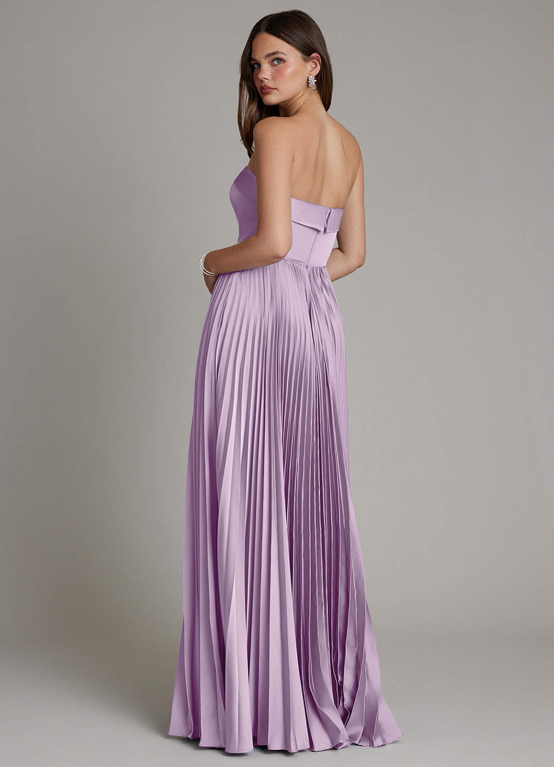 Mariana A-Line Straight-Neck Stretch Satin Bridesmaid Dress in Frosted Lilac