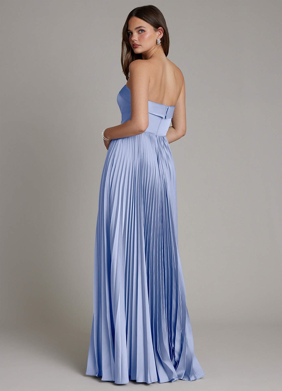 Mariana A-Line Straight-Neck Stretch Satin Bridesmaid Dress in Ice