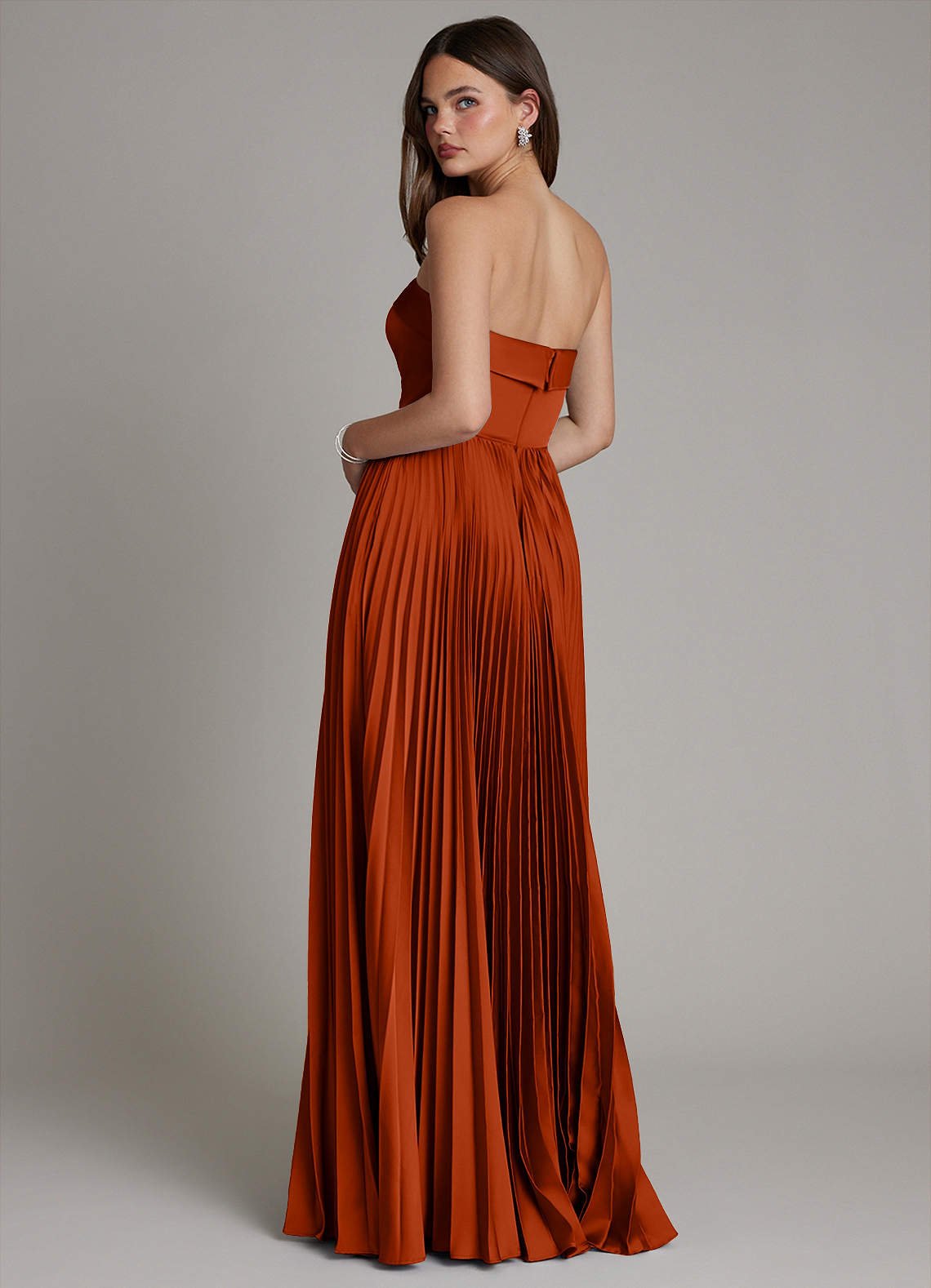 Mariana A-Line Straight-Neck Stretch Satin Bridesmaid Dress in Paprika