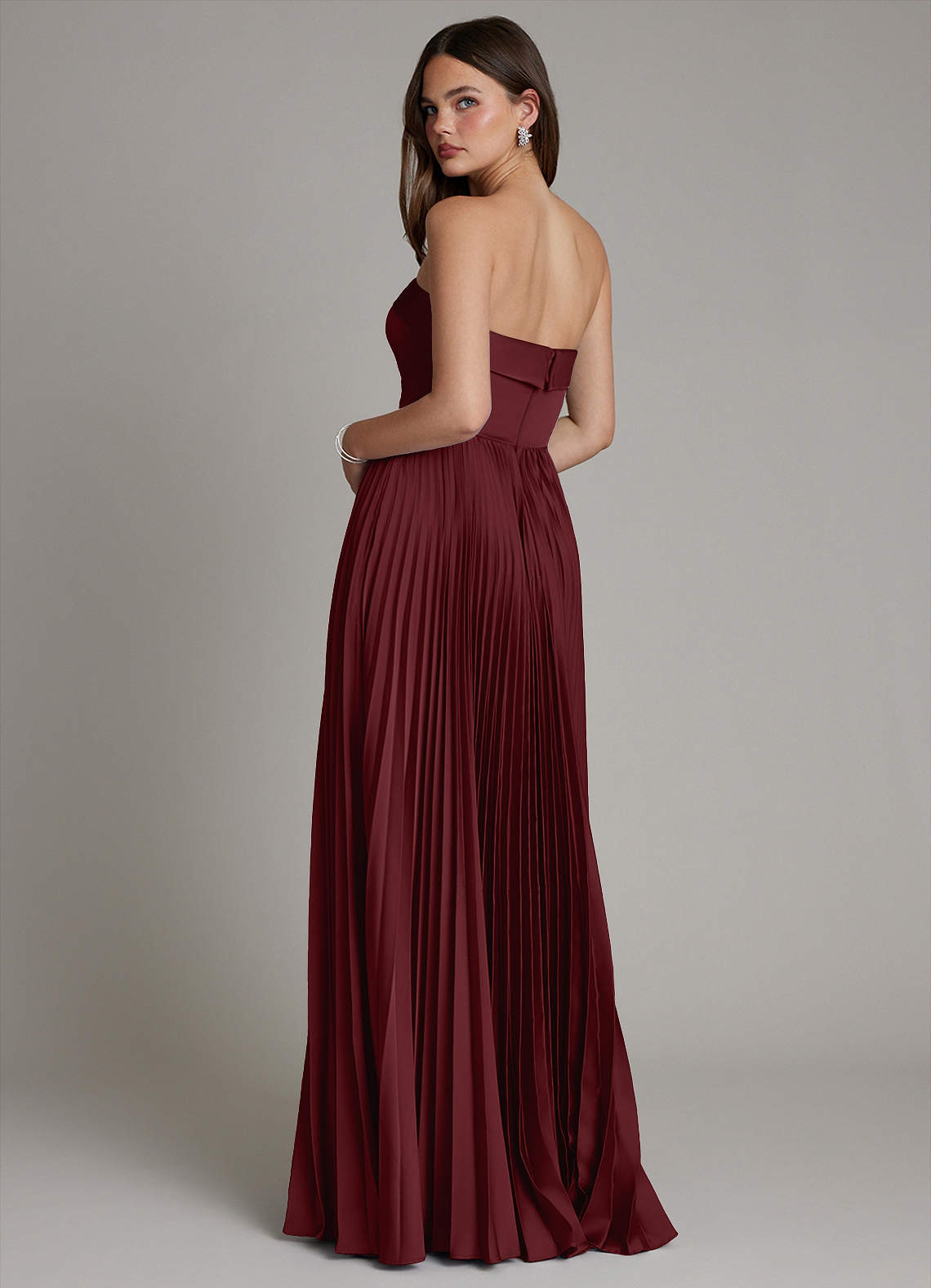 Mariana A-Line Straight-Neck Stretch Satin Bridesmaid Dress in Cabernet
