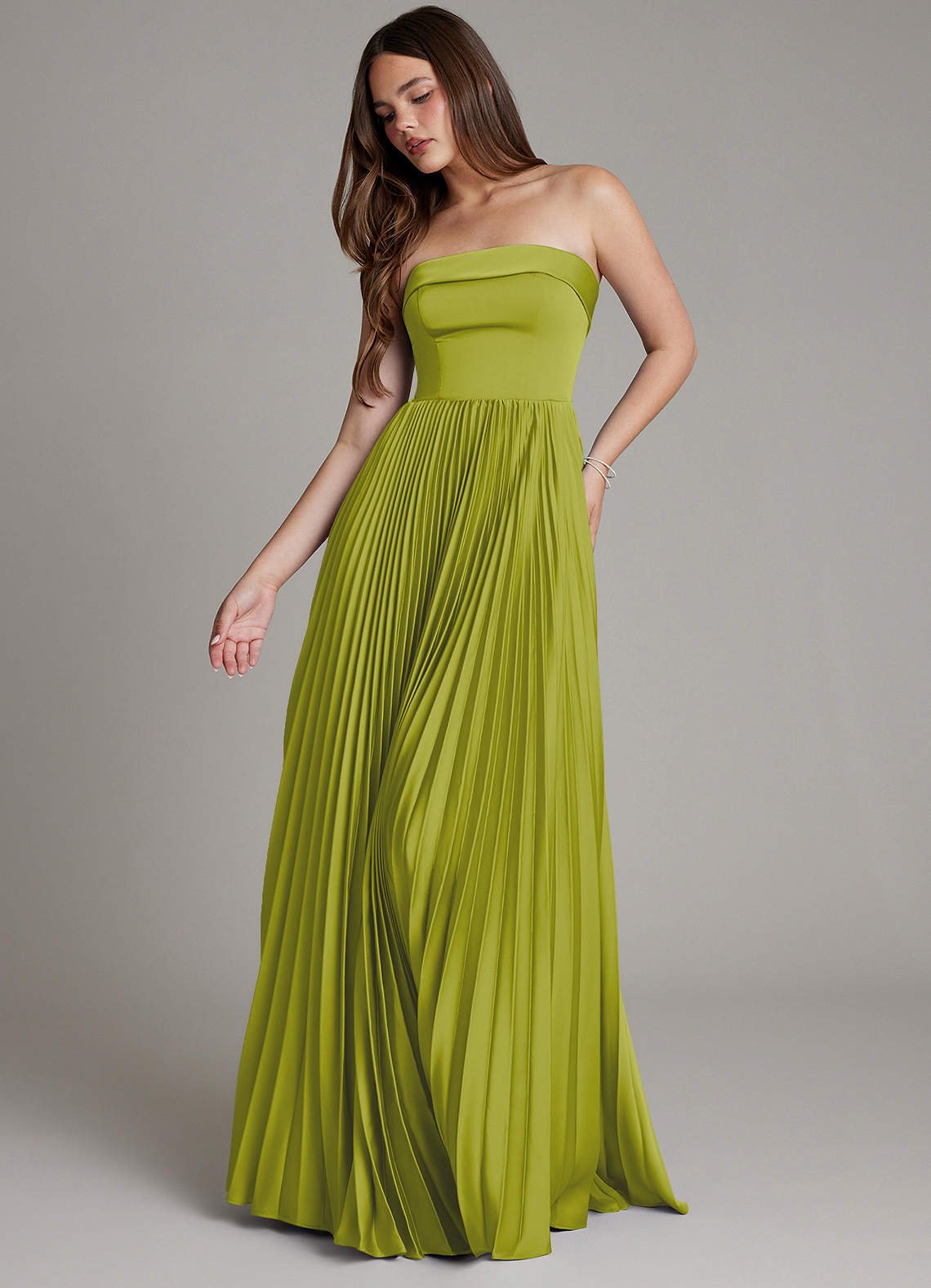 Mariana A-Line Straight-Neck Stretch Satin Bridesmaid Dress in Lemongrass