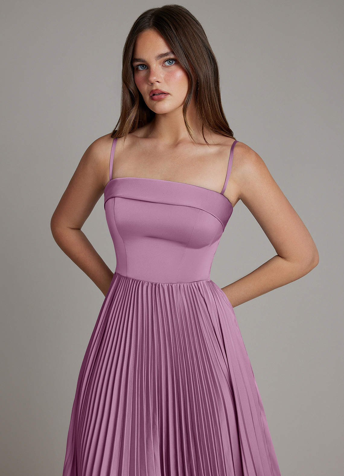 Mariana A-Line Straight-Neck Stretch Satin Bridesmaid Dress in Wisteria