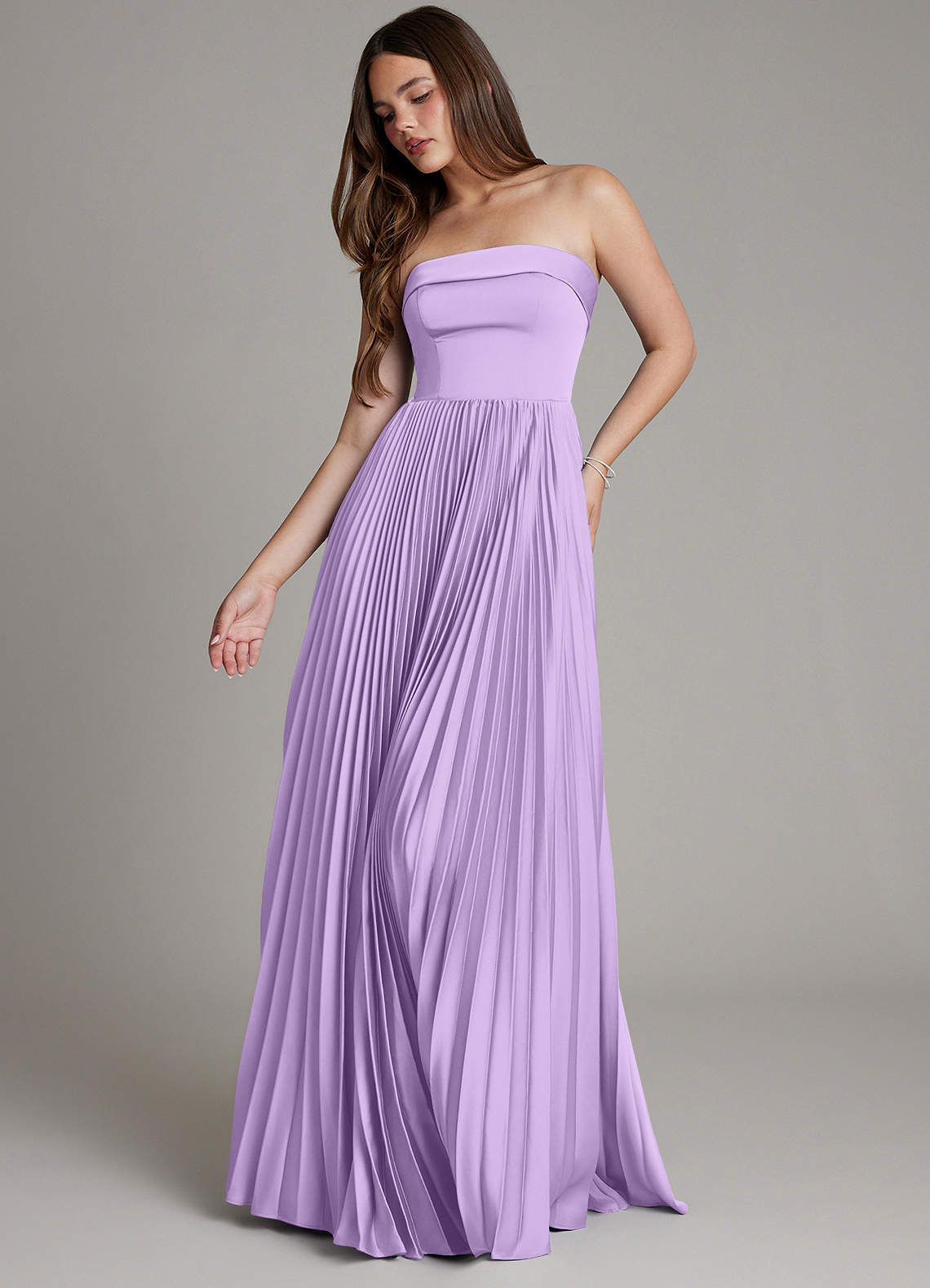 Mariana A-Line Straight-Neck Stretch Satin Bridesmaid Dress in Lilac