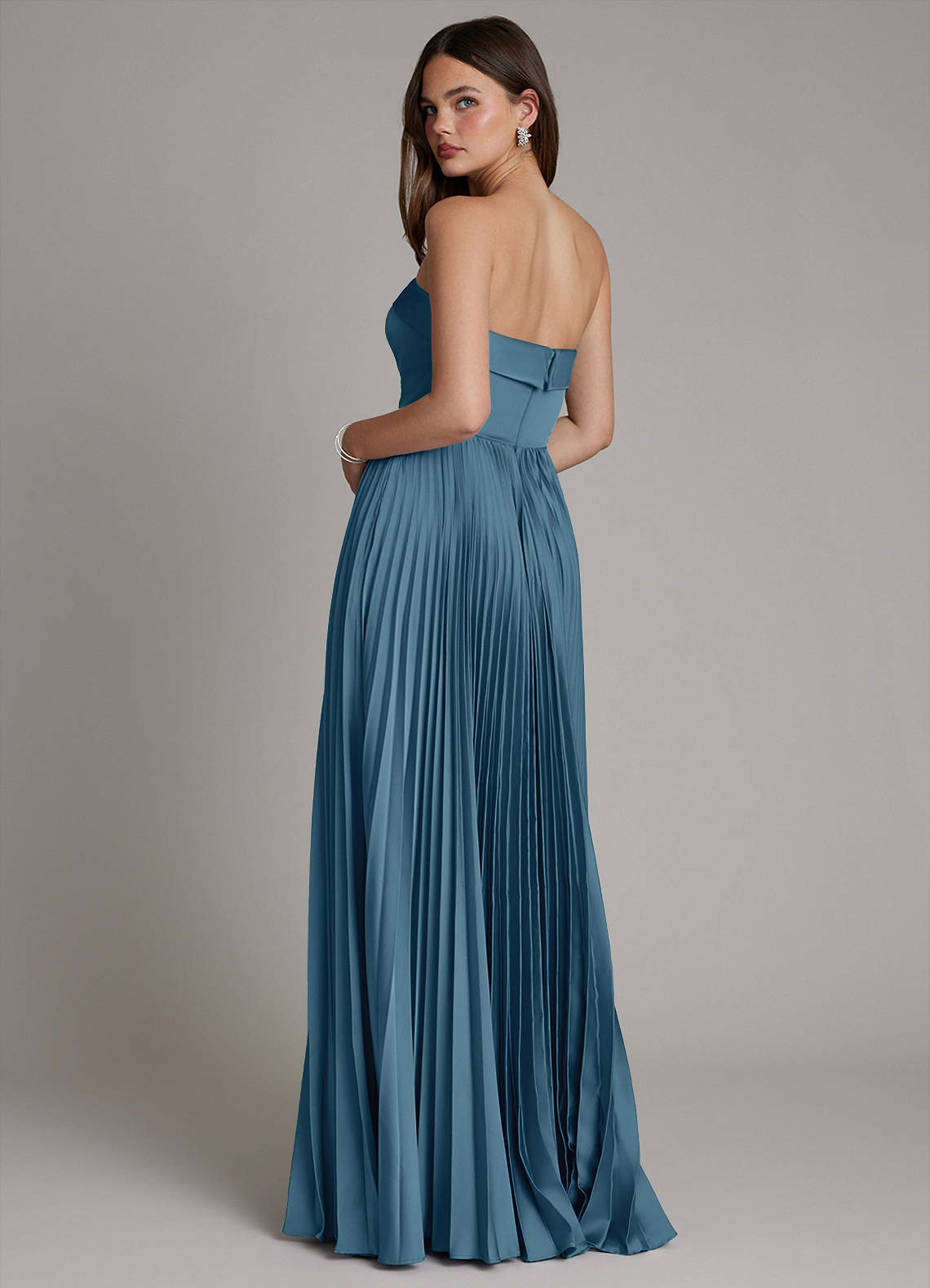 Mariana A-Line Straight-Neck Stretch Satin Bridesmaid Dress in Bermuda