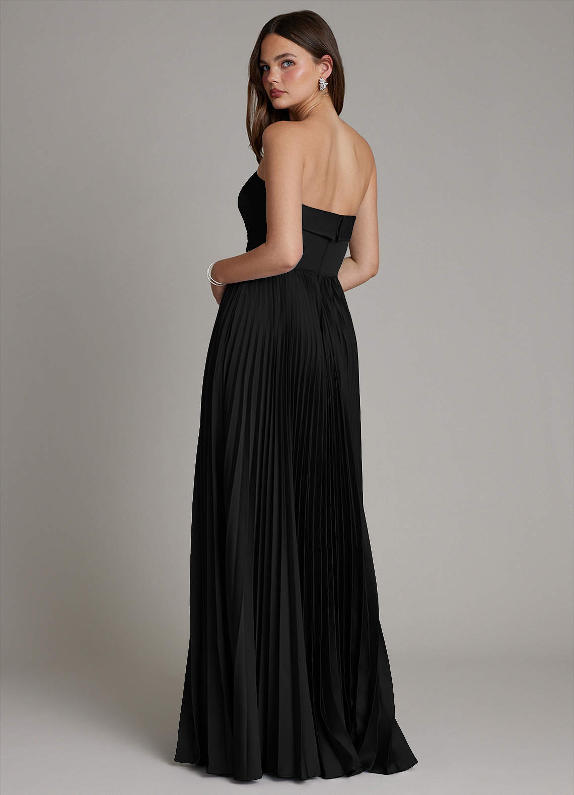 Mariana A-Line Straight-Neck Stretch Satin Bridesmaid Dress in black