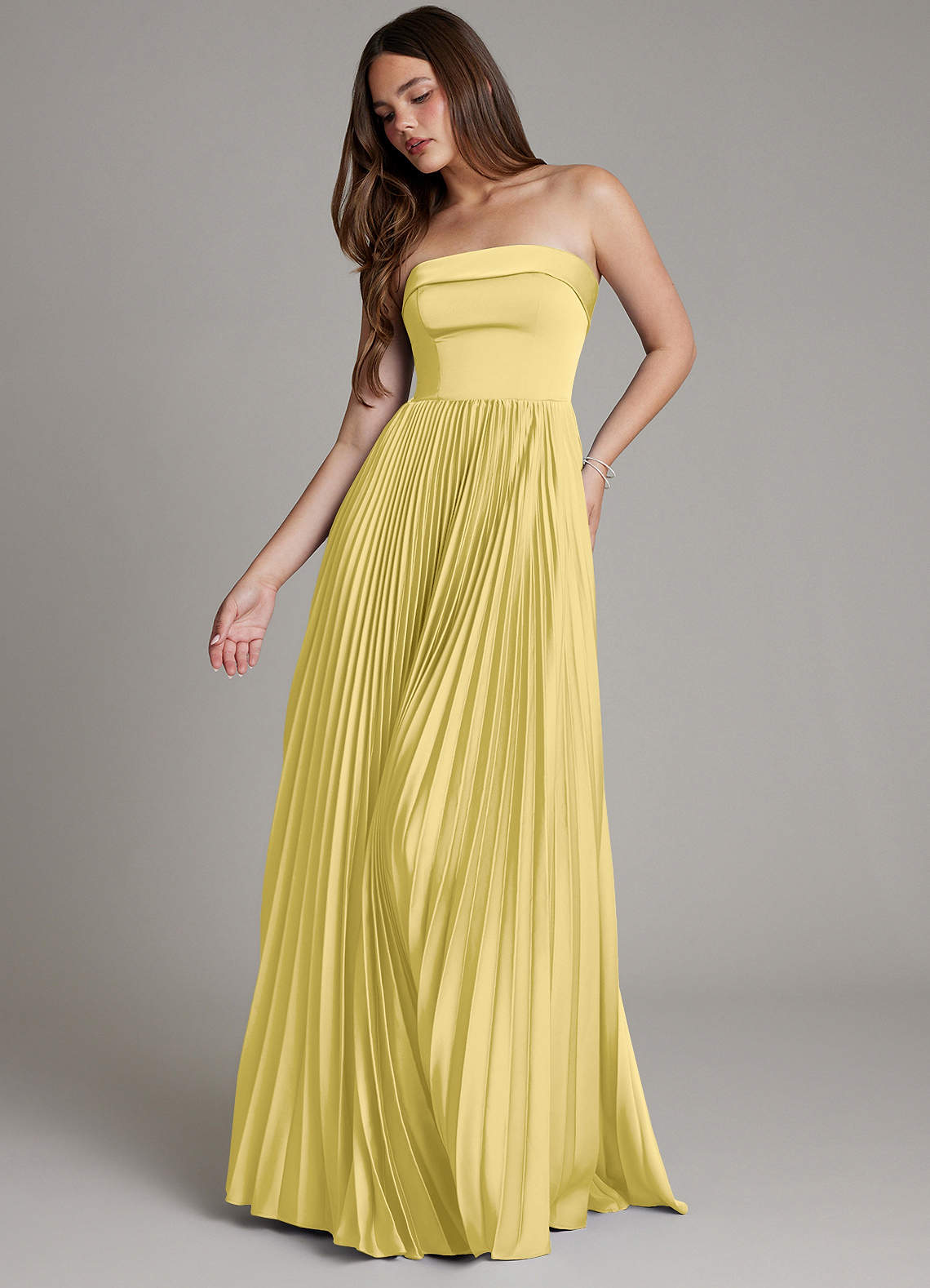 Mariana A-Line Straight-Neck Stretch Satin Bridesmaid Dress in Canary