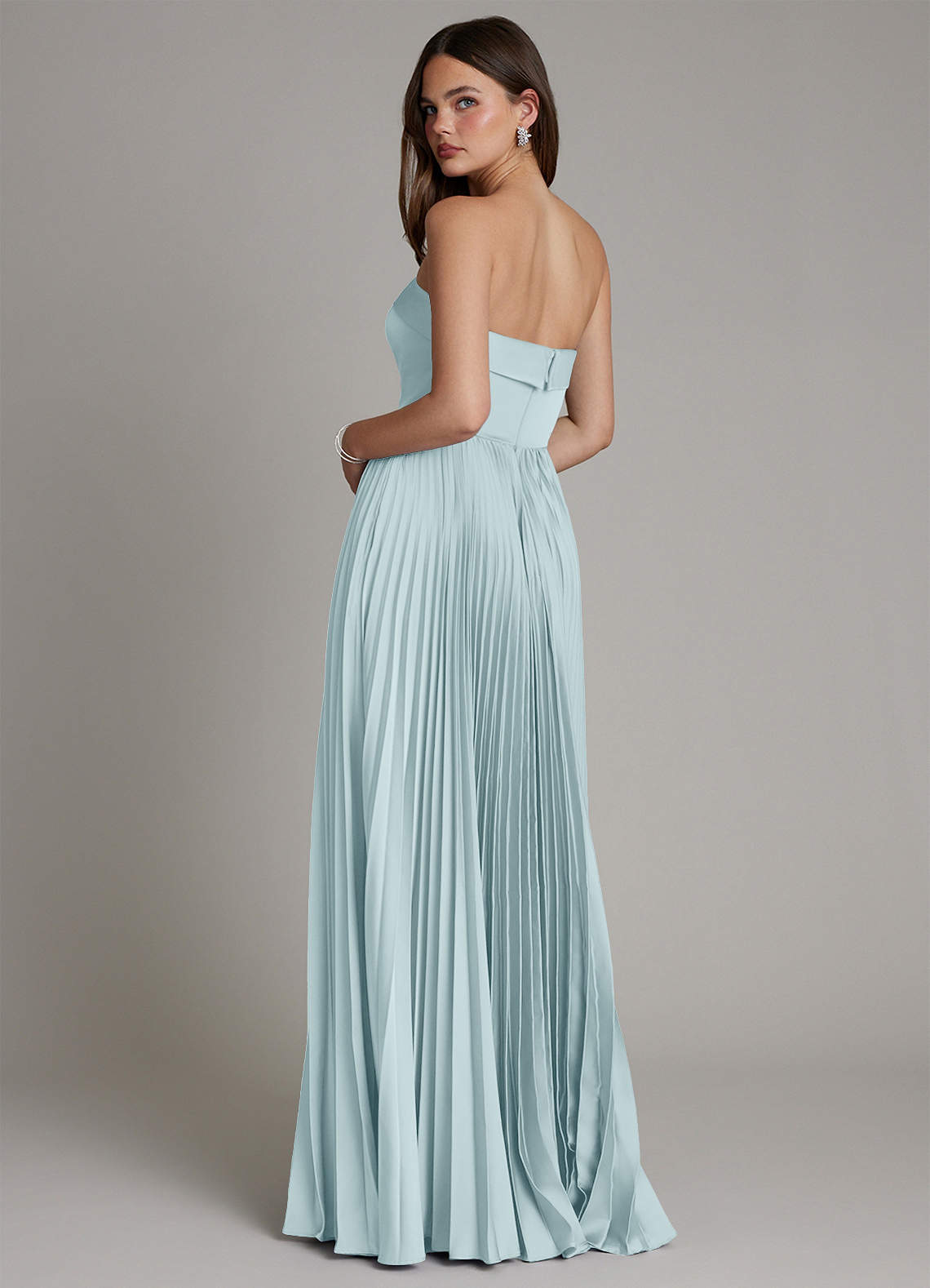 Mariana A-Line Straight-Neck Stretch Satin Bridesmaid Dress in Mist