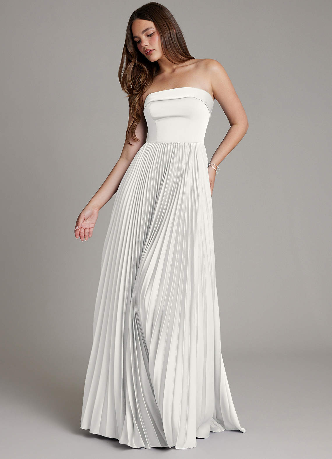 Mariana A-Line Straight-Neck Stretch Satin Bridesmaid Dress in white