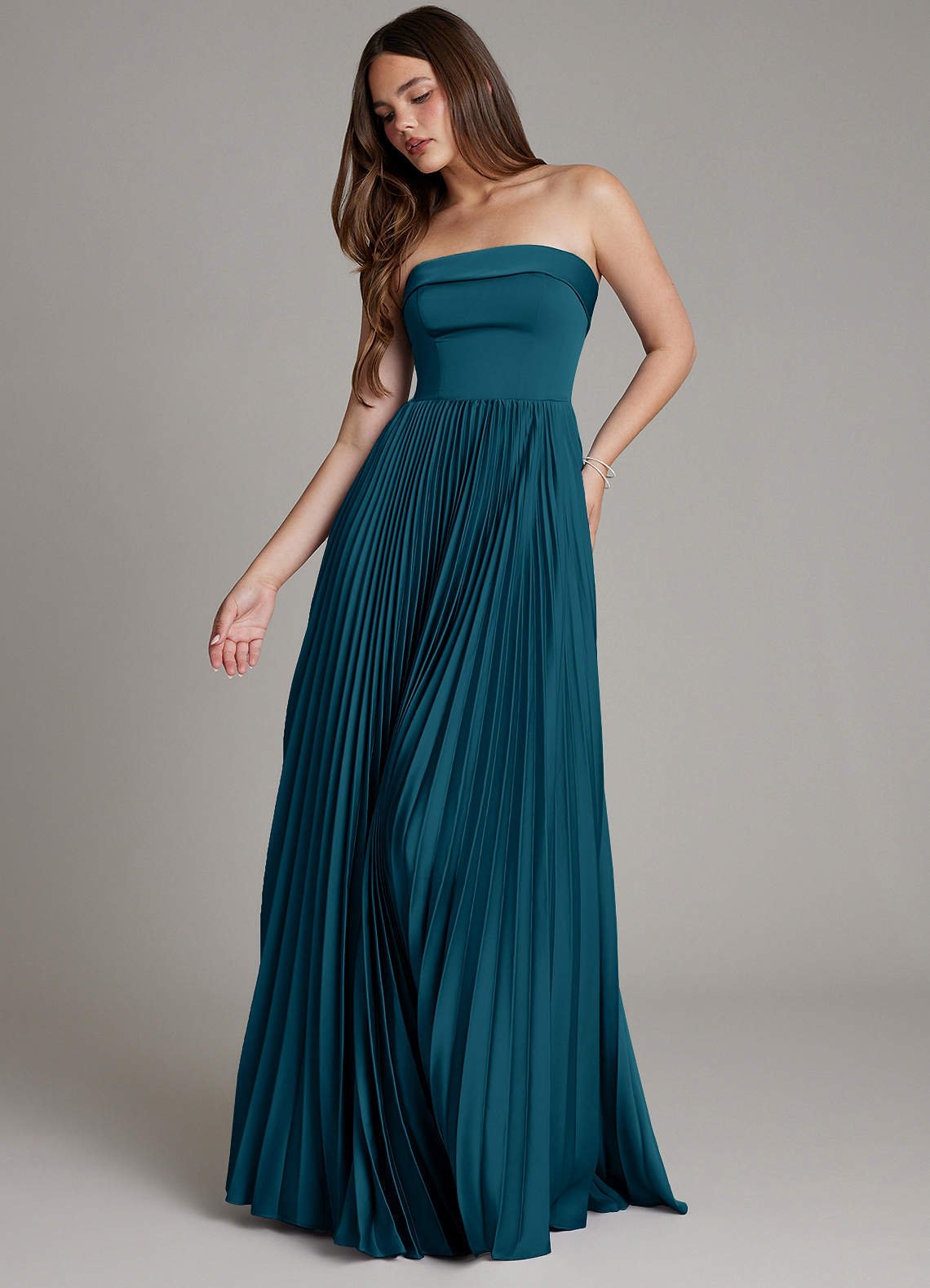 Mariana A-Line Straight-Neck Stretch Satin Bridesmaid Dress in Ink Blue