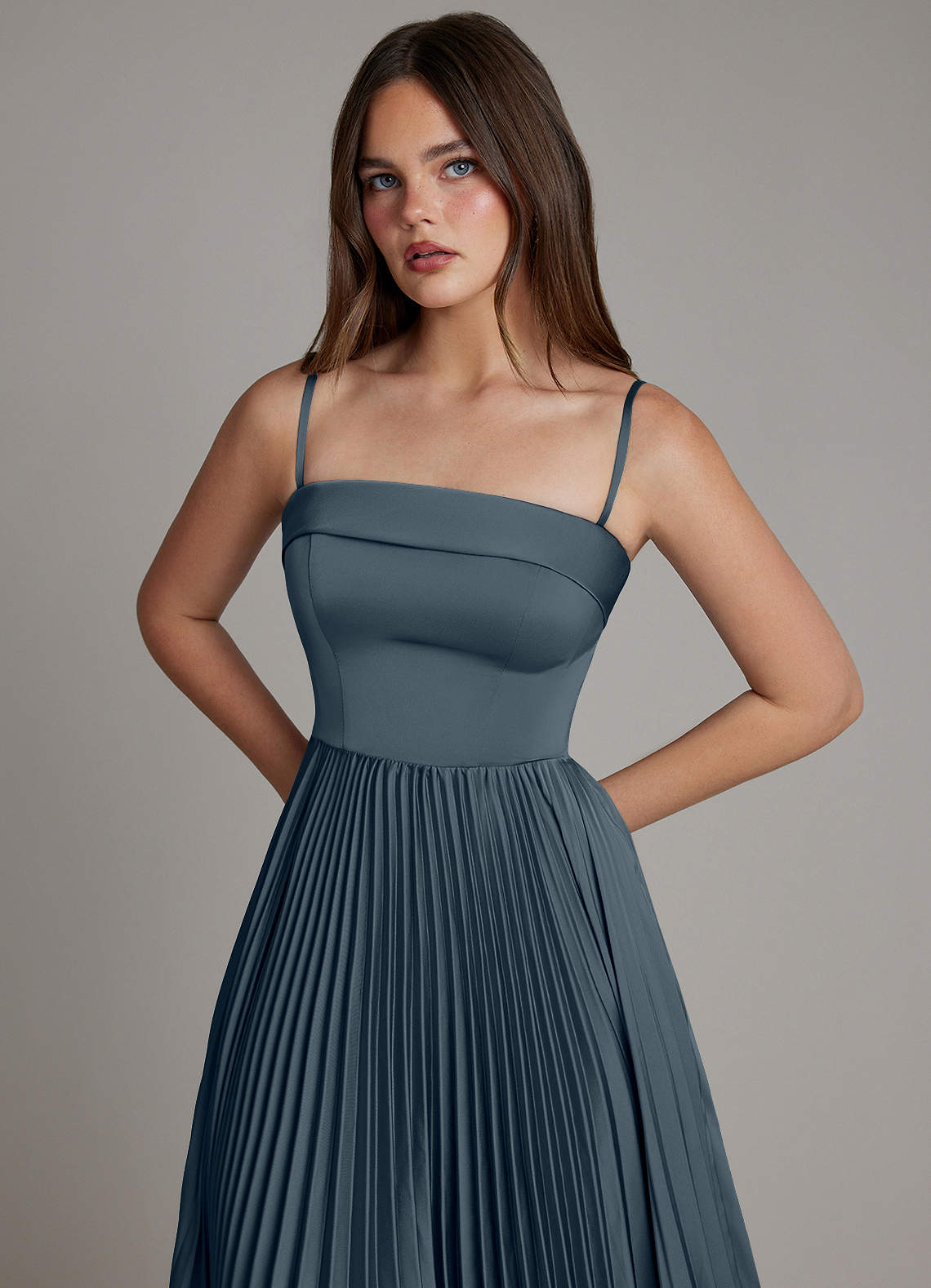 Mariana A-Line Straight-Neck Stretch Satin Bridesmaid Dress in Twilight