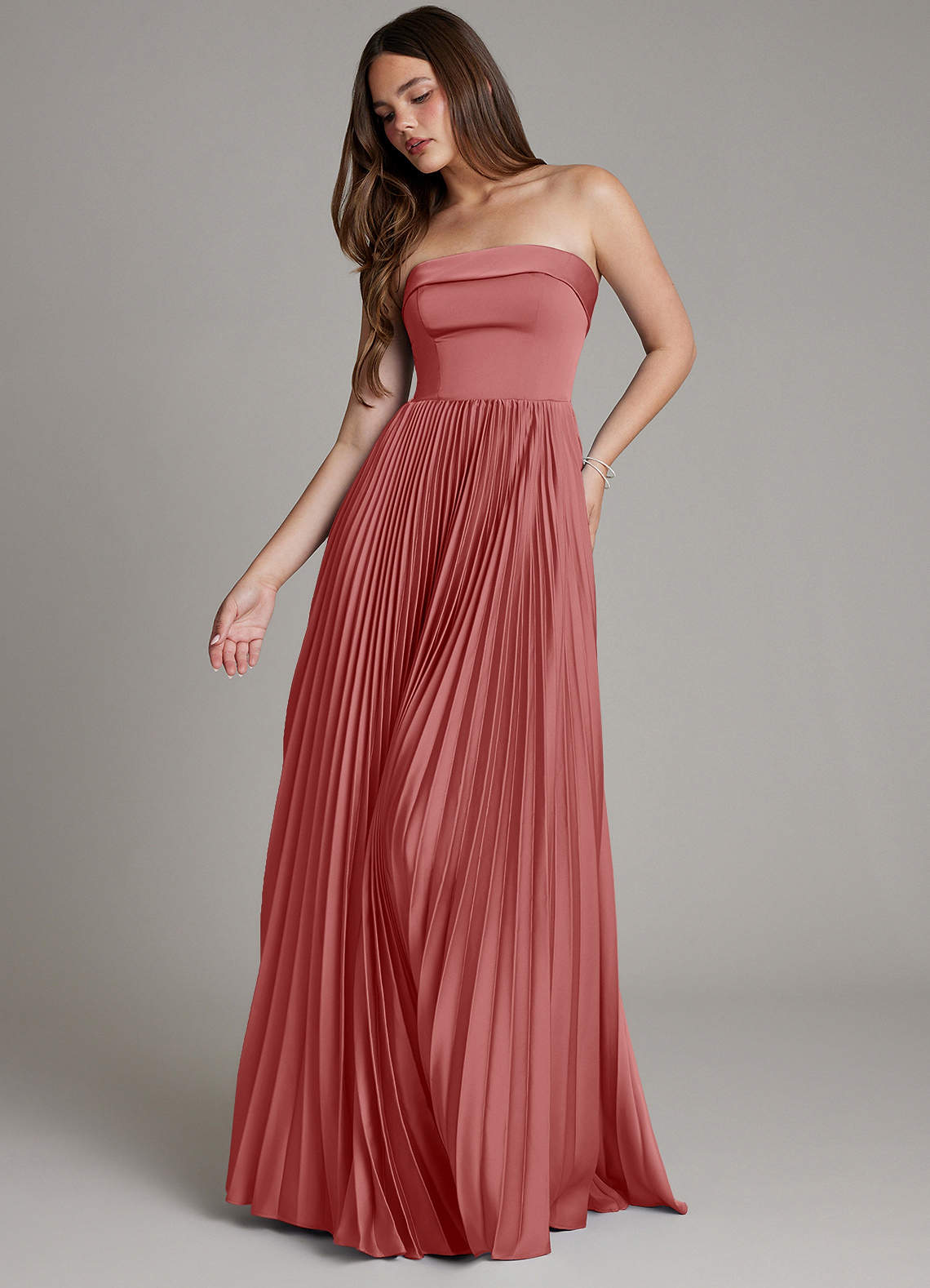 Mariana A-Line Straight-Neck Stretch Satin Bridesmaid Dress in Antique Rose