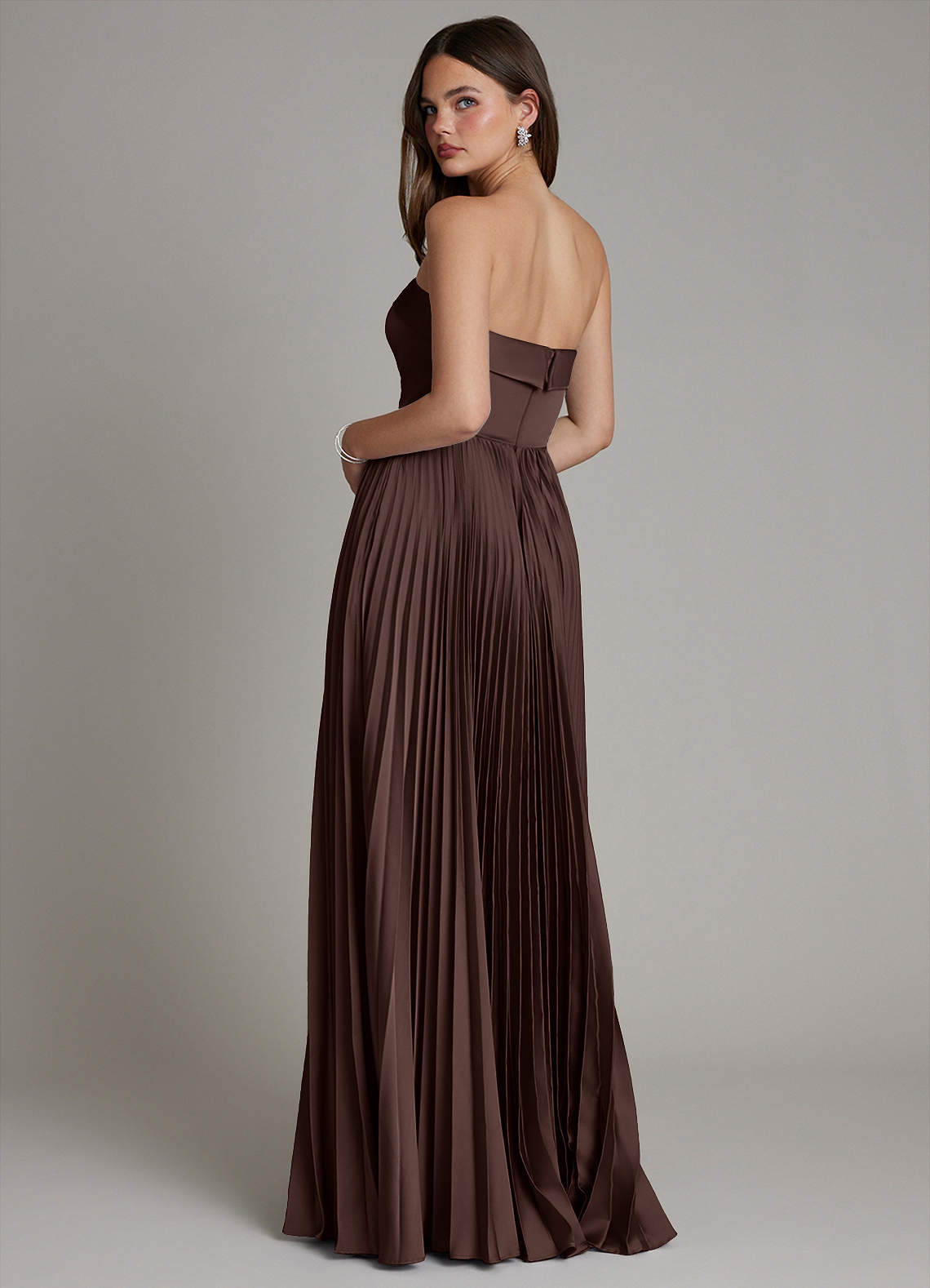 Mariana A-Line Straight-Neck Stretch Satin Bridesmaid Dress in Ganache