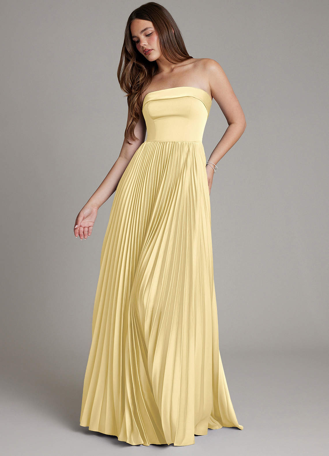 Mariana A-Line Straight-Neck Stretch Satin Bridesmaid Dress in Butter
