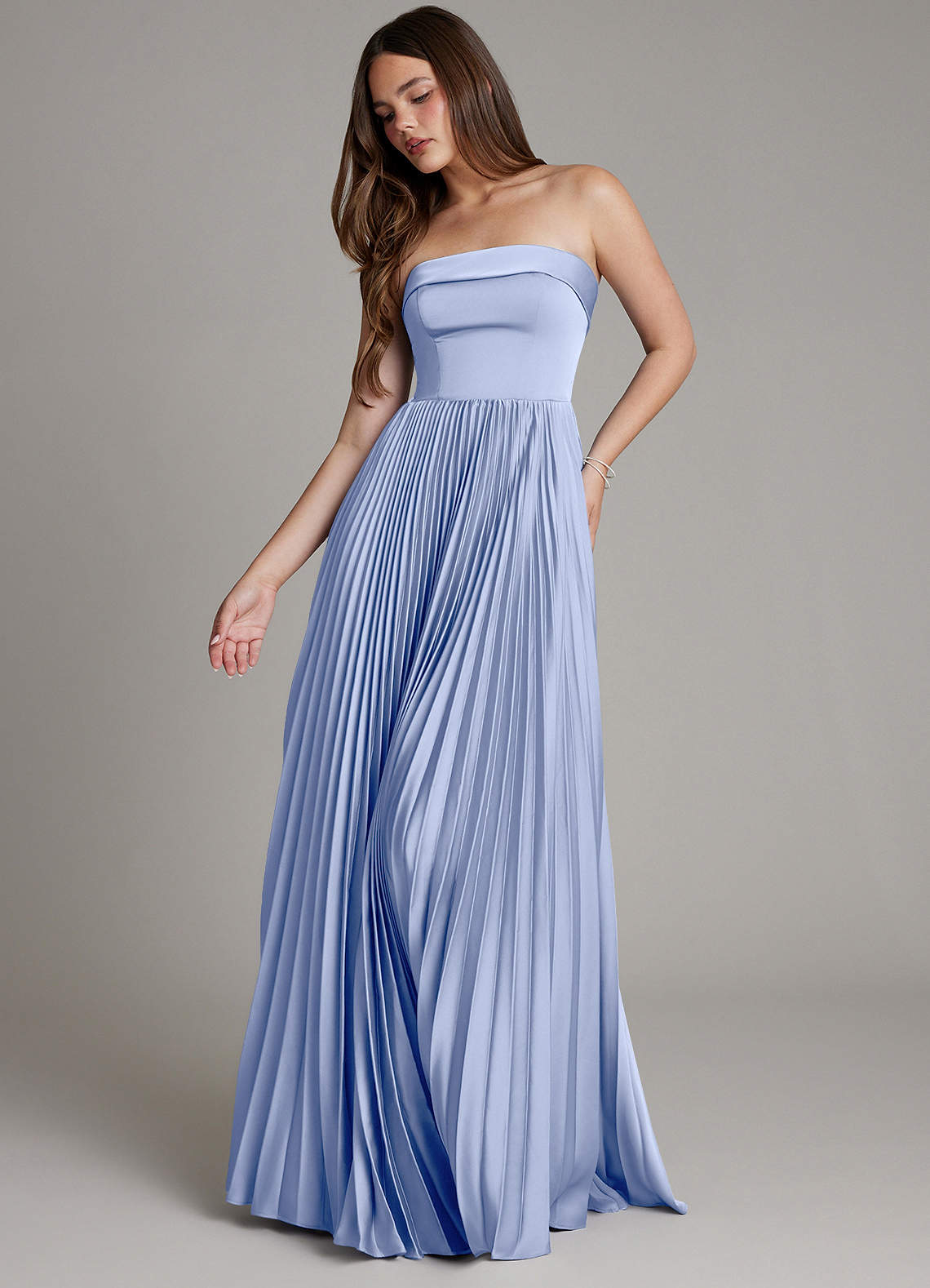 Mariana A-Line Straight-Neck Stretch Satin Bridesmaid Dress in Ice