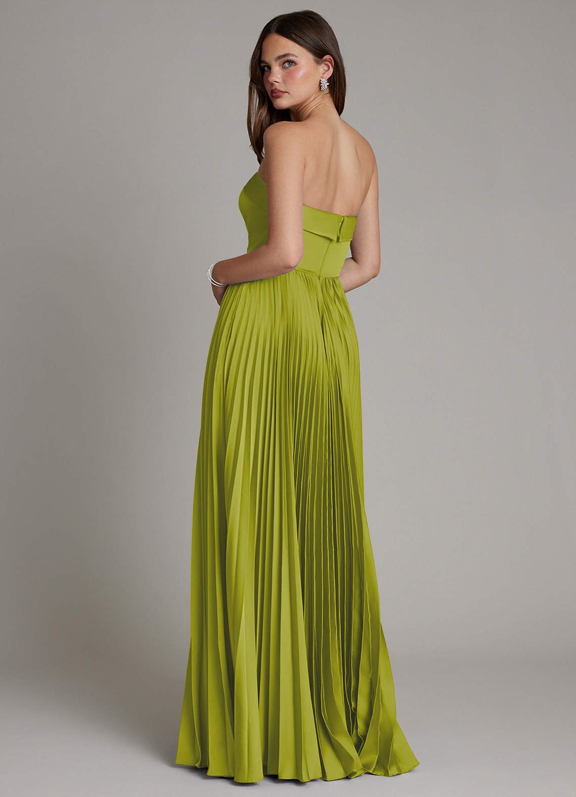 Mariana A-Line Straight-Neck Stretch Satin Bridesmaid Dress in Lemongrass