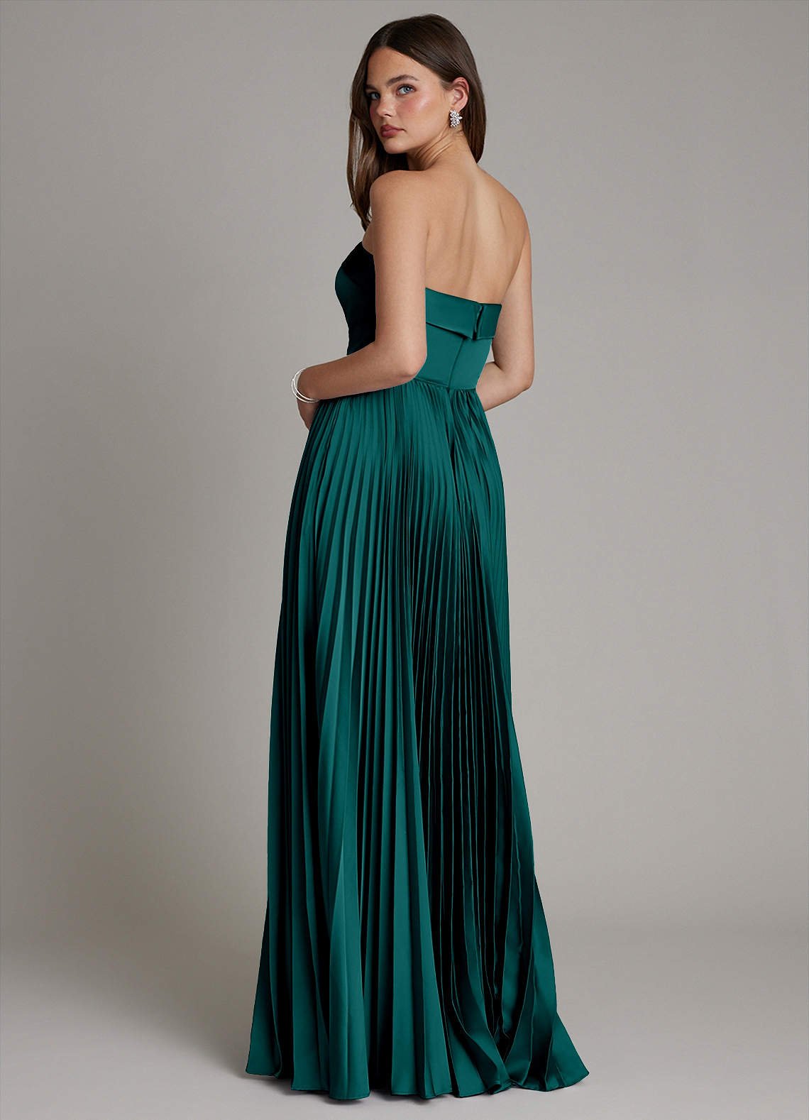 Mariana A-Line Straight-Neck Stretch Satin Bridesmaid Dress in Peacock