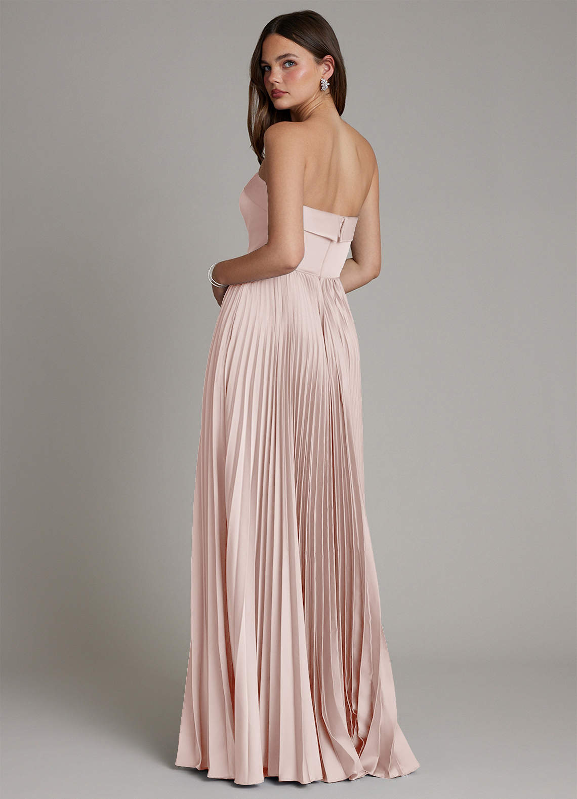 Mariana A-Line Straight-Neck Stretch Satin Bridesmaid Dress in Blushing Pink