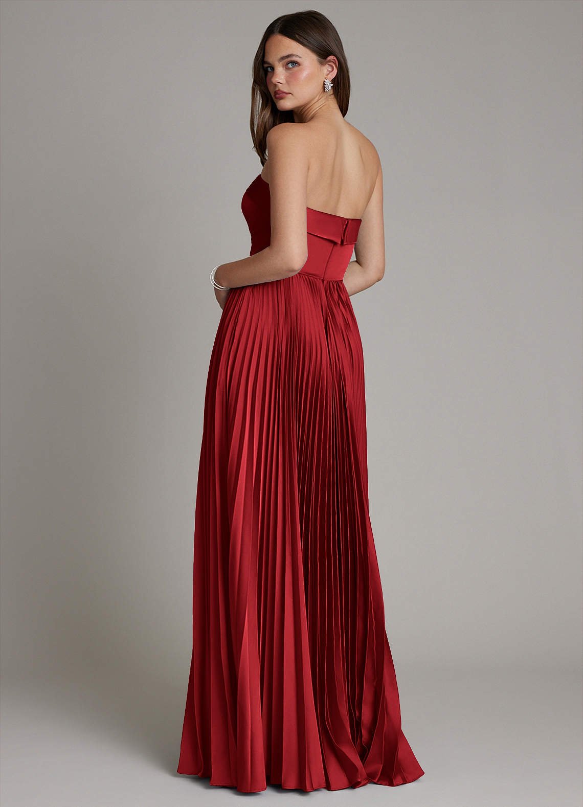 Mariana A-Line Straight-Neck Stretch Satin Bridesmaid Dress in Scarlet