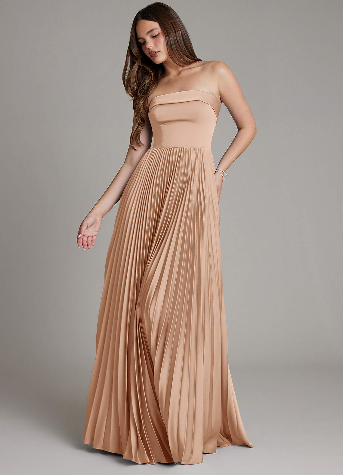 Mariana A-Line Straight-Neck Stretch Satin Bridesmaid Dress in English Rose