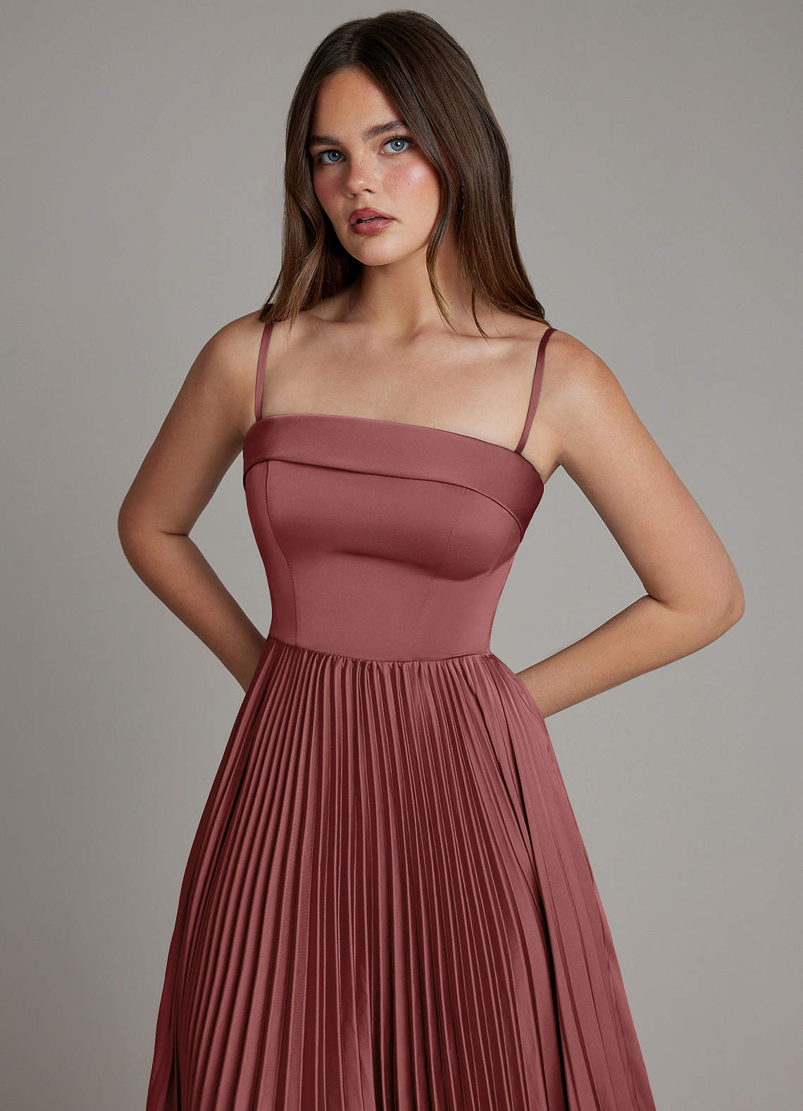 Mariana A-Line Straight-Neck Stretch Satin Bridesmaid Dress in Amethyst