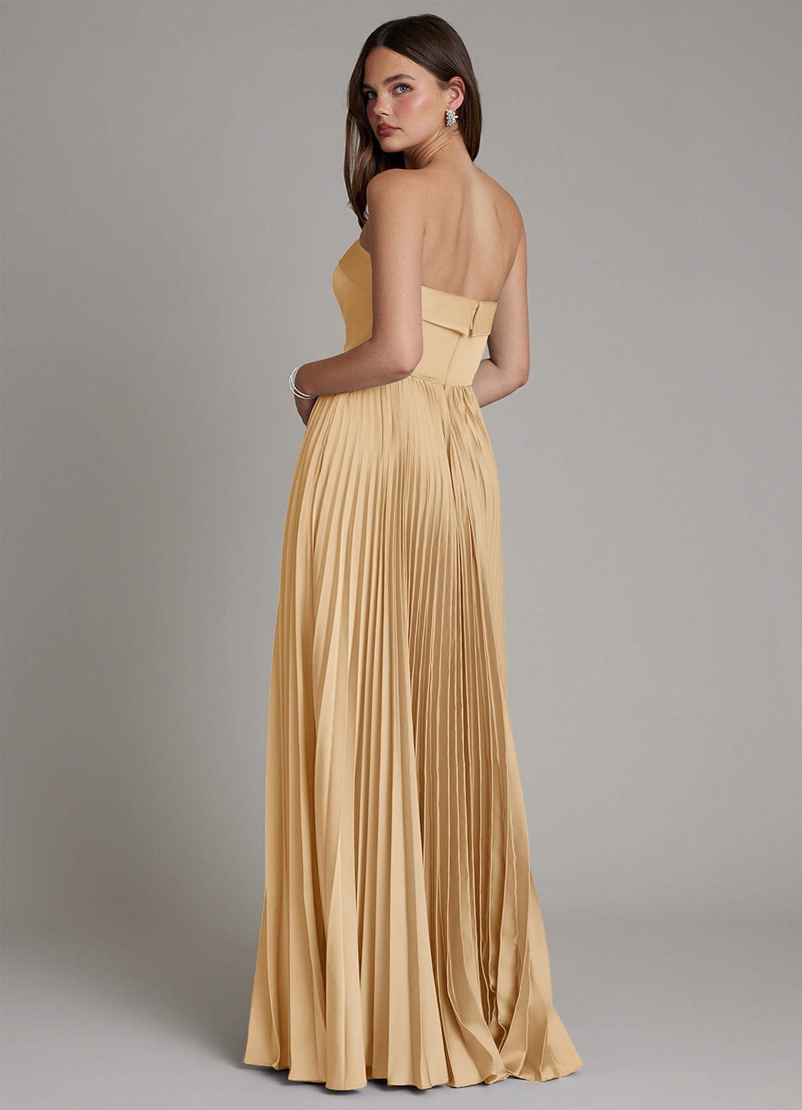 Mariana A-Line Straight-Neck Stretch Satin Bridesmaid Dress in Gold