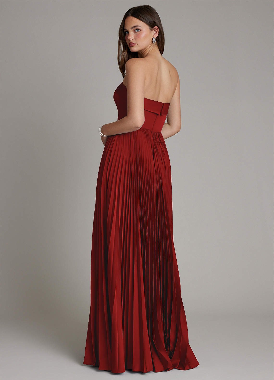 Mariana A-Line Straight-Neck Stretch Satin Bridesmaid Dress in Pomegranate