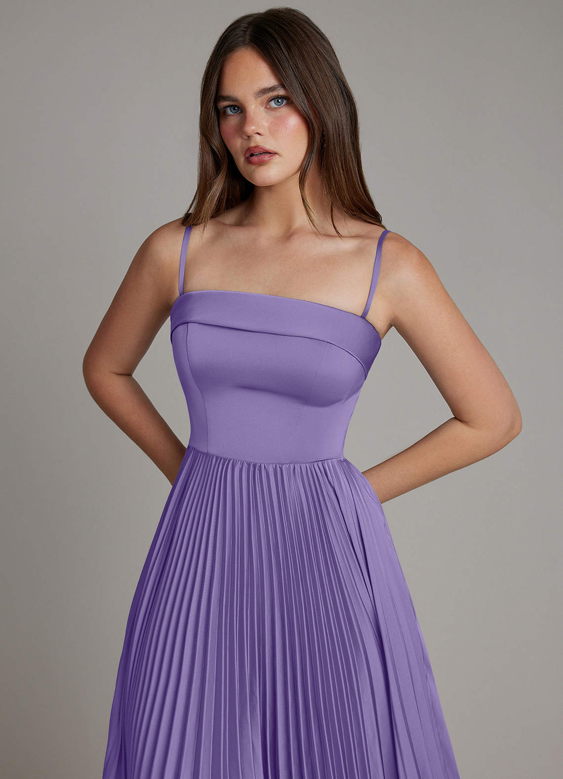 Mariana A-Line Straight-Neck Stretch Satin Bridesmaid Dress in Tahiti