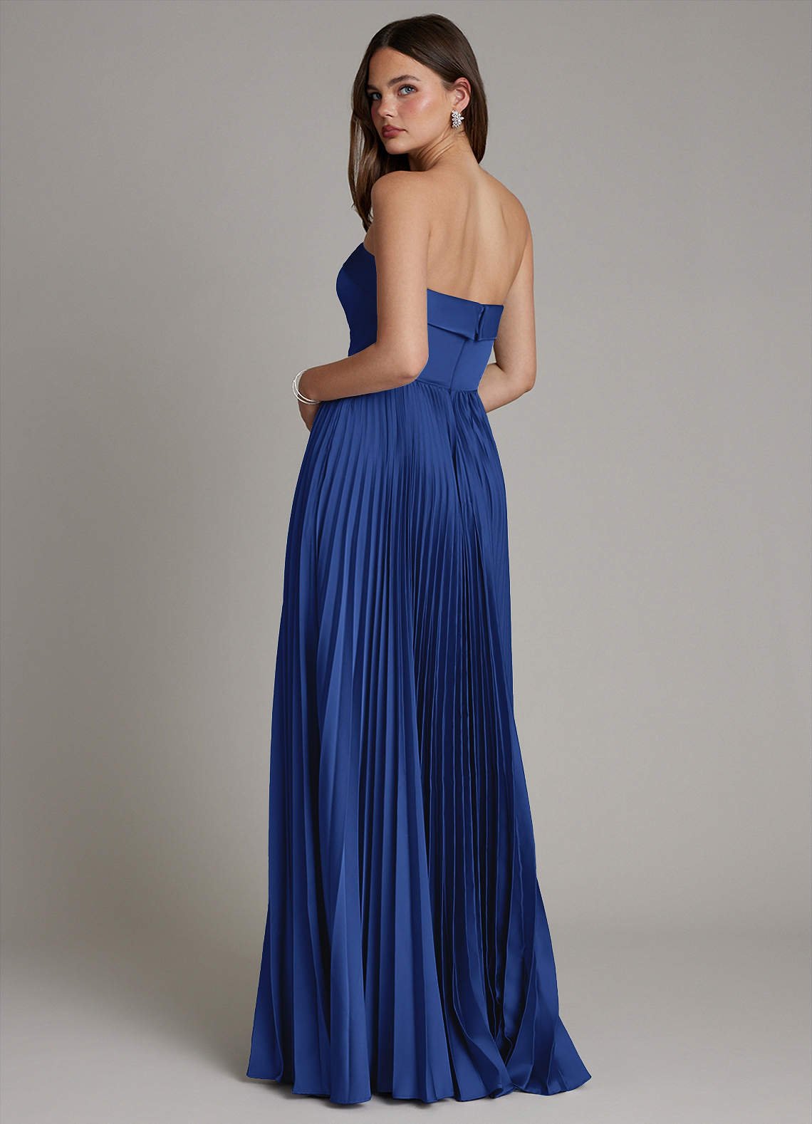Mariana A-Line Straight-Neck Stretch Satin Bridesmaid Dress in Royal Blue