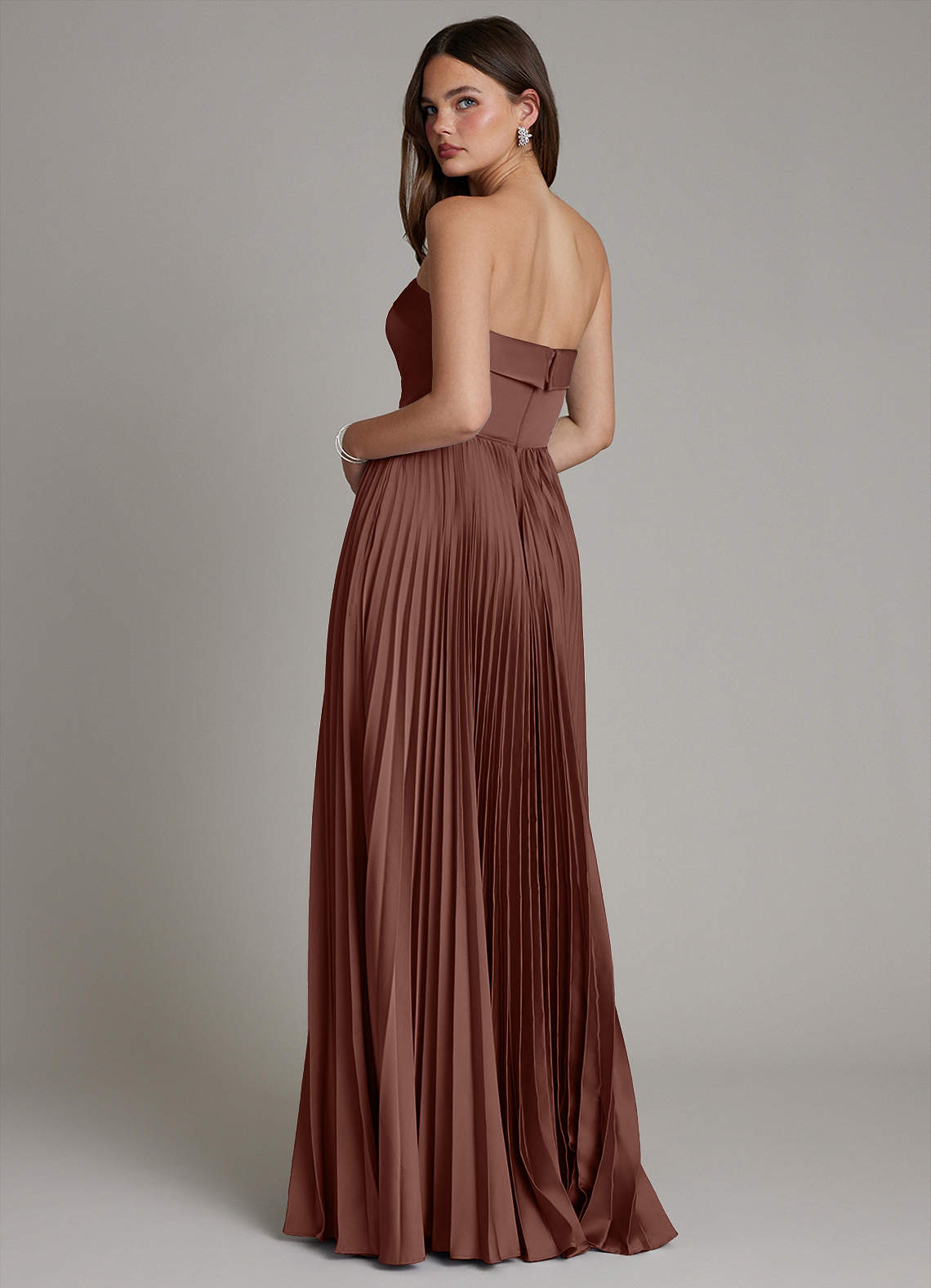 Mariana A-Line Straight-Neck Stretch Satin Bridesmaid Dress in Espresso