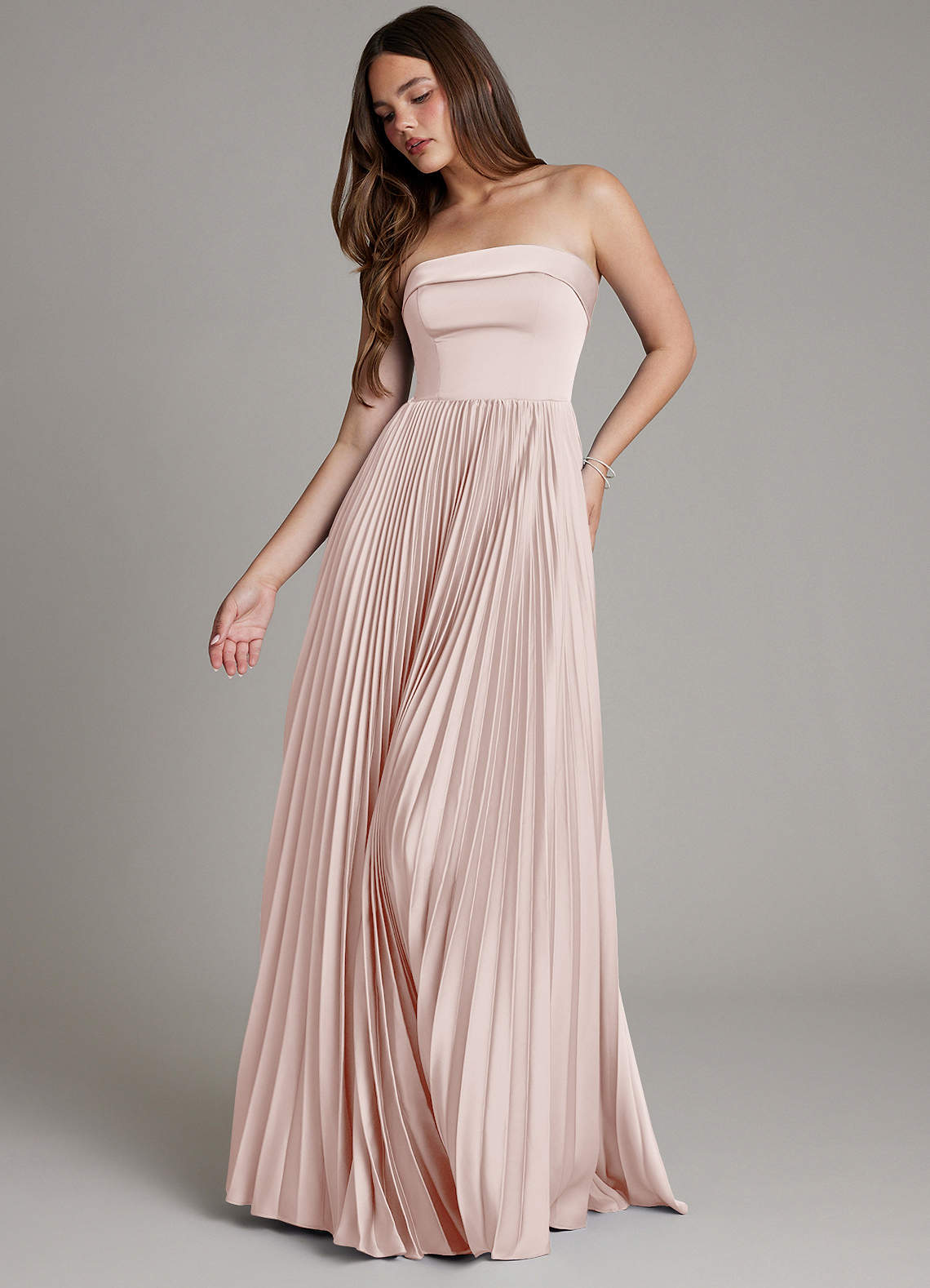 Mariana A-Line Straight-Neck Stretch Satin Bridesmaid Dress in Blushing Pink