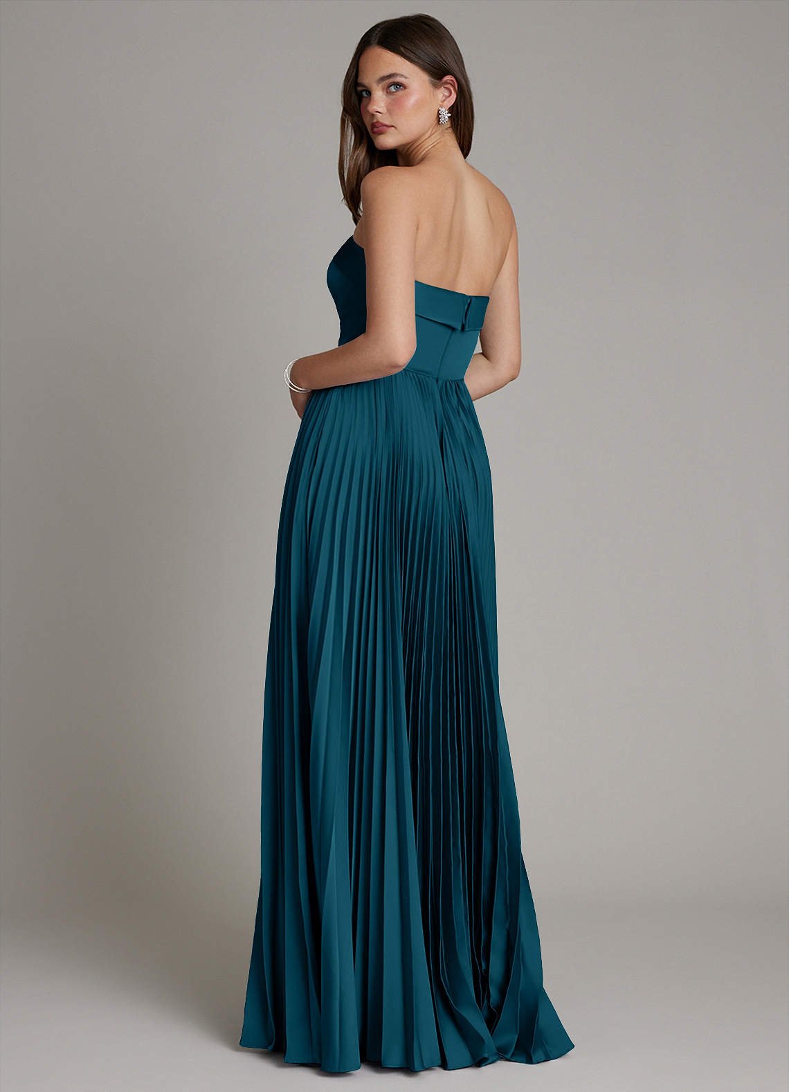 Mariana A-Line Straight-Neck Stretch Satin Bridesmaid Dress in Ink Blue