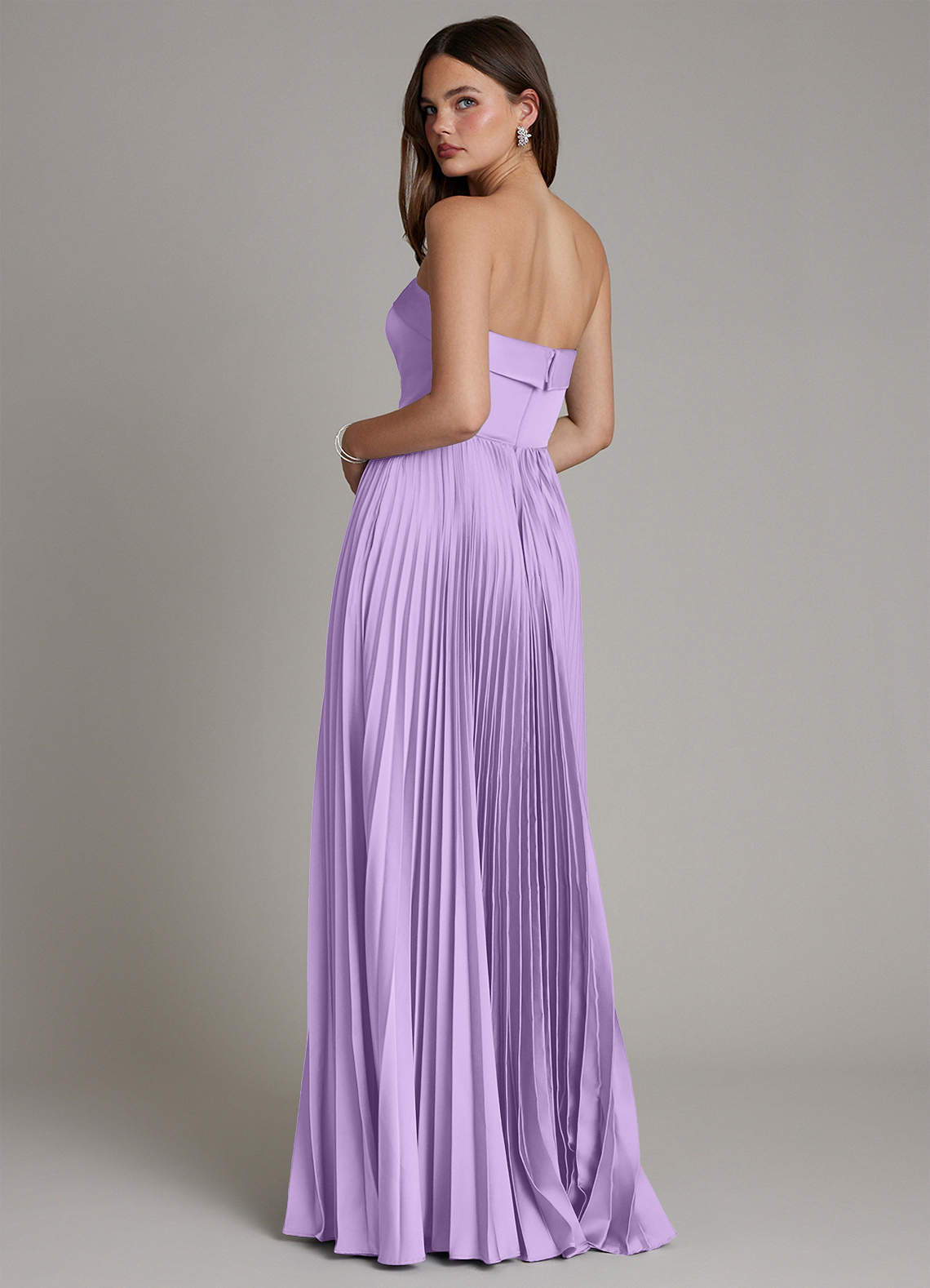 Mariana A-Line Straight-Neck Stretch Satin Bridesmaid Dress in Lilac