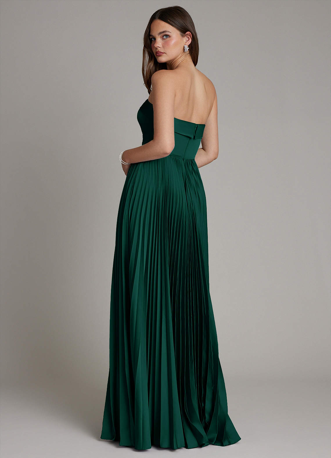 Mariana A-Line Straight-Neck Stretch Satin Bridesmaid Dress in Emerald