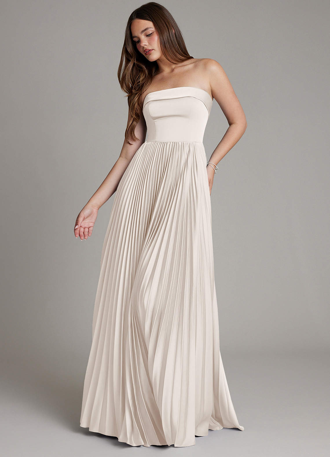 Mariana A-Line Straight-Neck Stretch Satin Bridesmaid Dress in White Alabaster