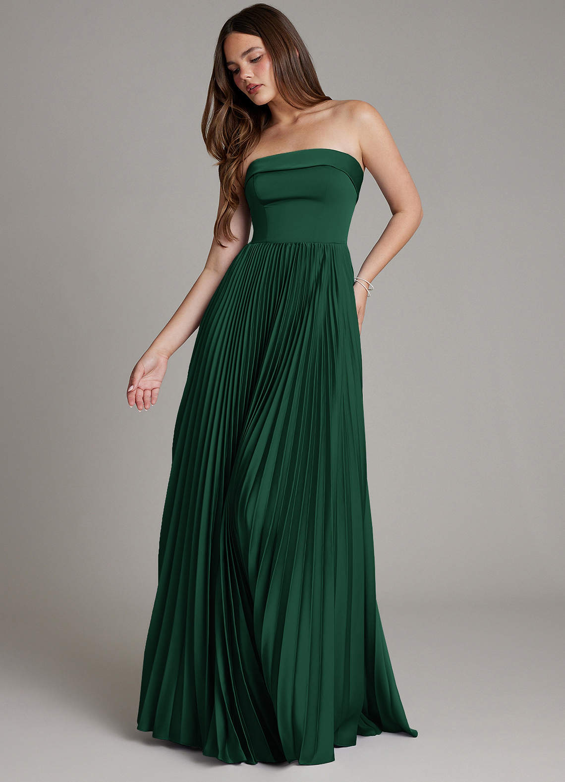 Mariana A-Line Straight-Neck Stretch Satin Bridesmaid Dress in Dark Green