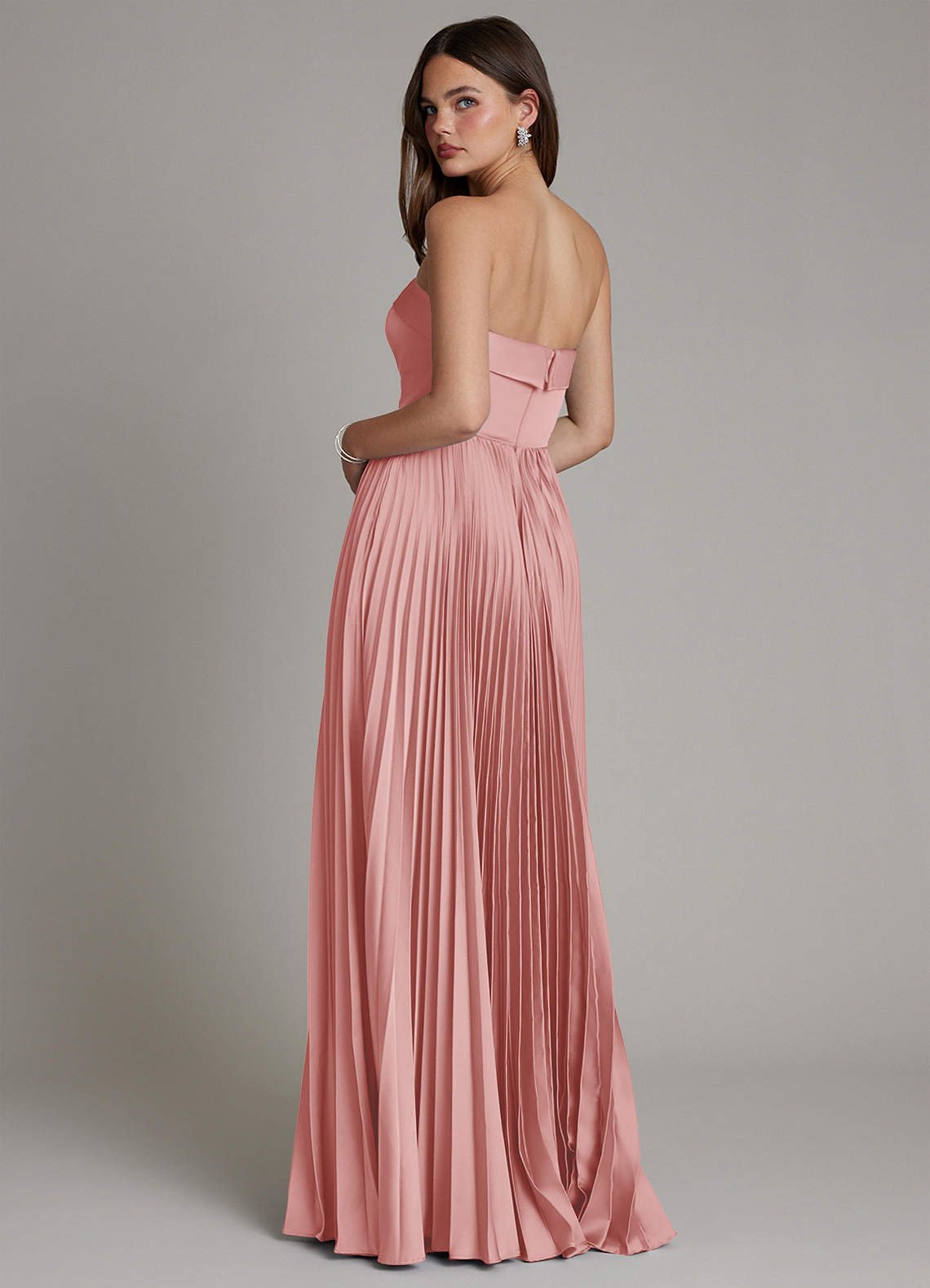 Mariana A-Line Straight-Neck Stretch Satin Bridesmaid Dress in Powder Pink
