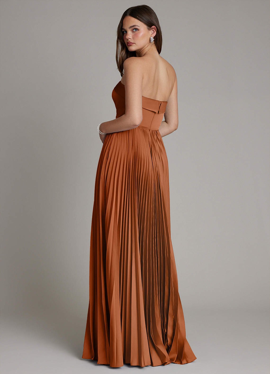 Mariana A-Line Straight-Neck Stretch Satin Bridesmaid Dress in Copper