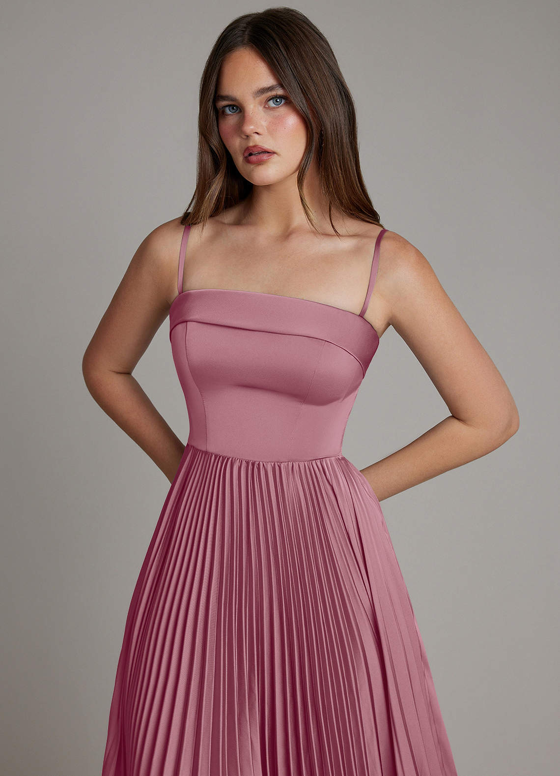 Mariana A-Line Straight-Neck Stretch Satin Bridesmaid Dress in Vintage Mauve