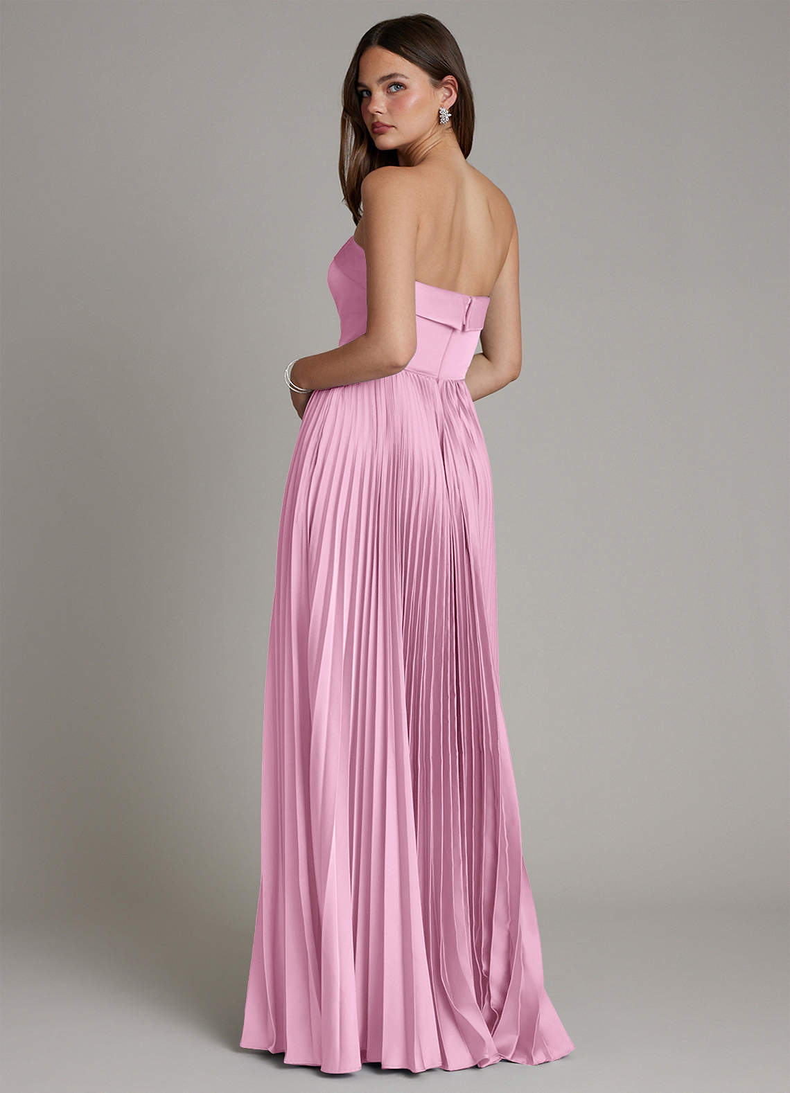Mariana A-Line Straight-Neck Stretch Satin Bridesmaid Dress in candy pink