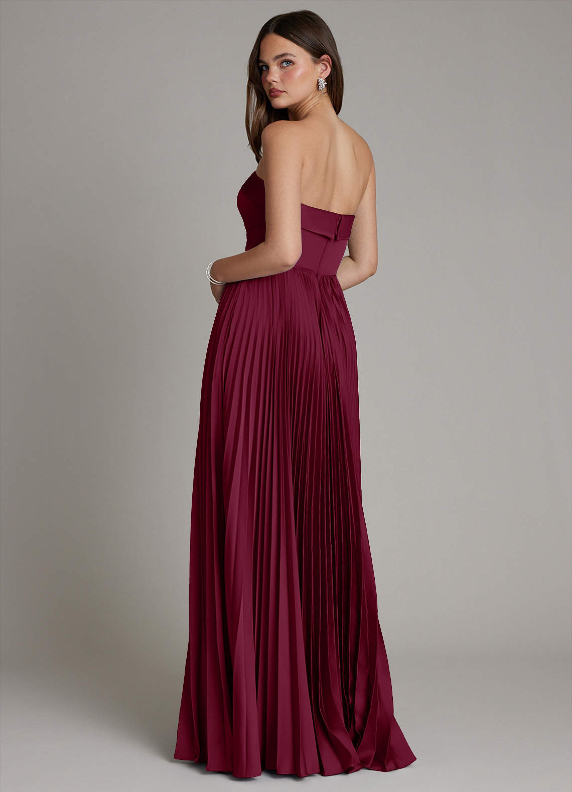 Mariana A-Line Straight-Neck Stretch Satin Bridesmaid Dress in Mulberry