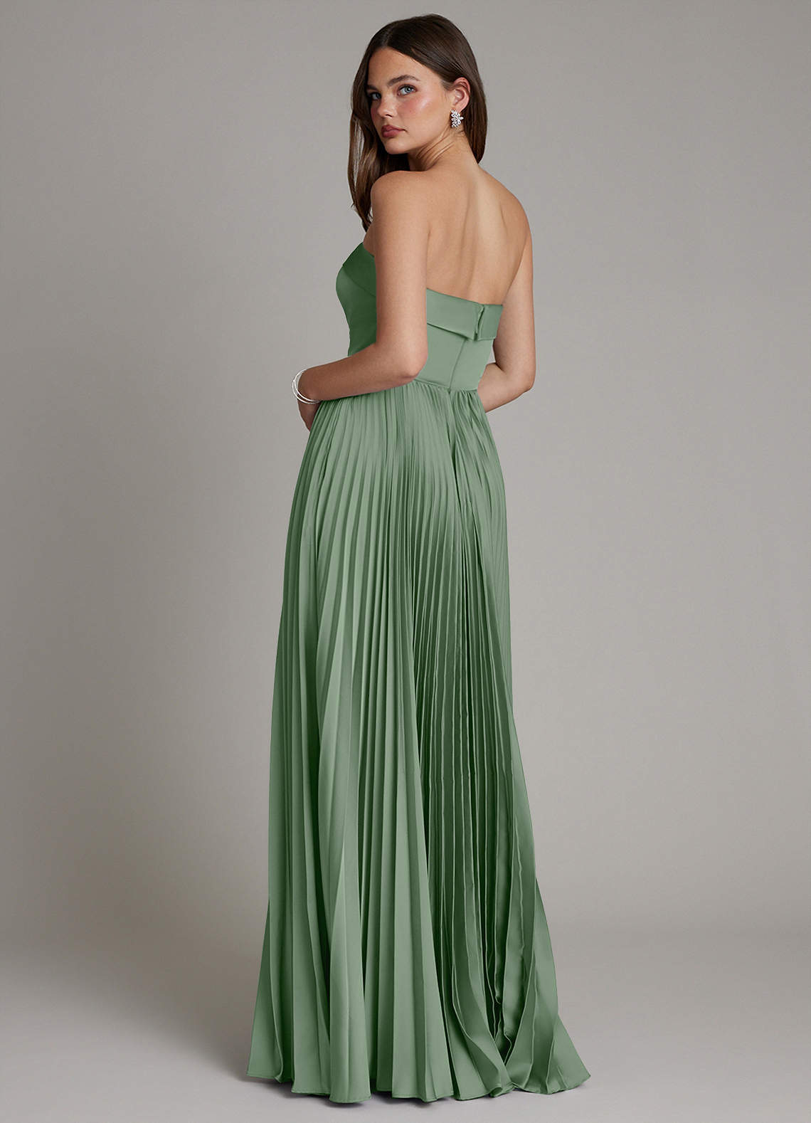 Mariana A-Line Straight-Neck Stretch Satin Bridesmaid Dress in Matcha