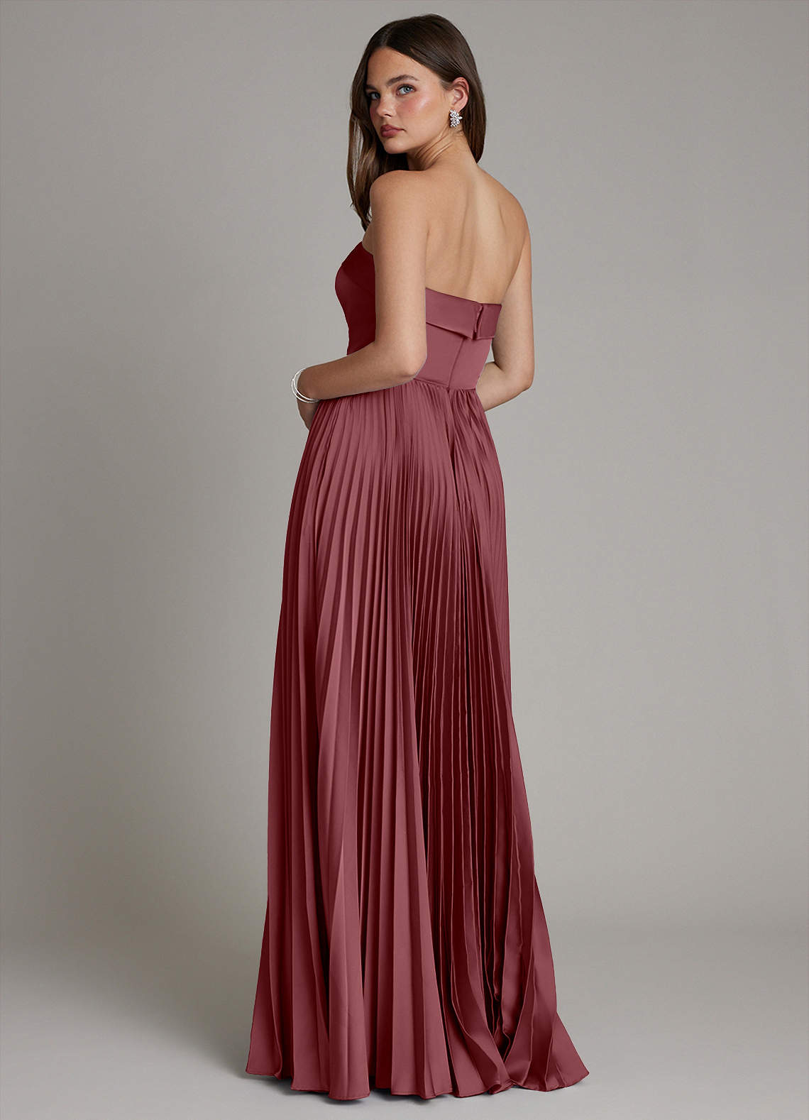 Mariana A-Line Straight-Neck Stretch Satin Bridesmaid Dress in Desert Rose