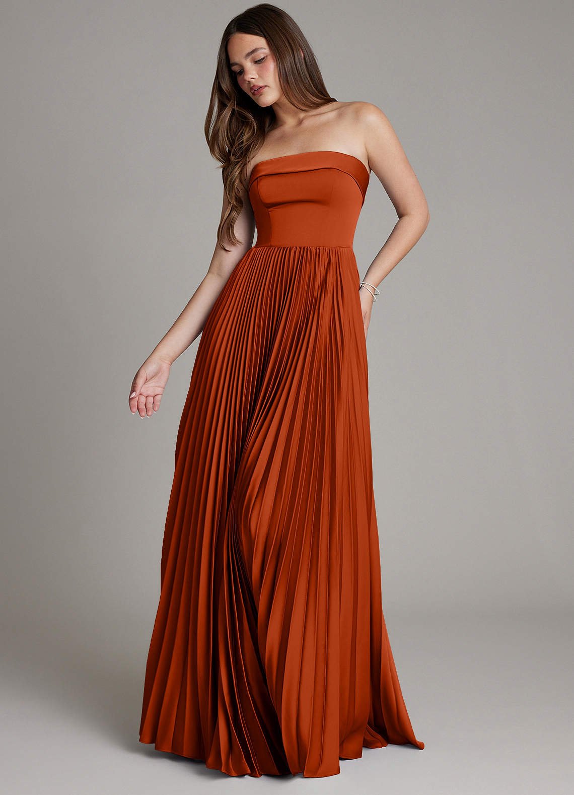 Mariana A-Line Straight-Neck Stretch Satin Bridesmaid Dress in Paprika